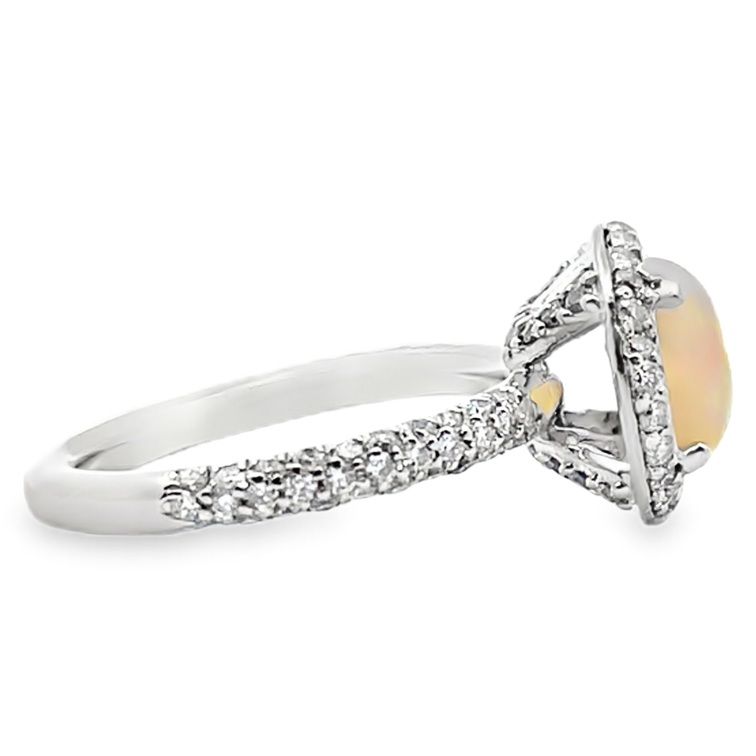 Platinum Ring with Round Opal 1.39 carats & Diamonds 1.00 carats