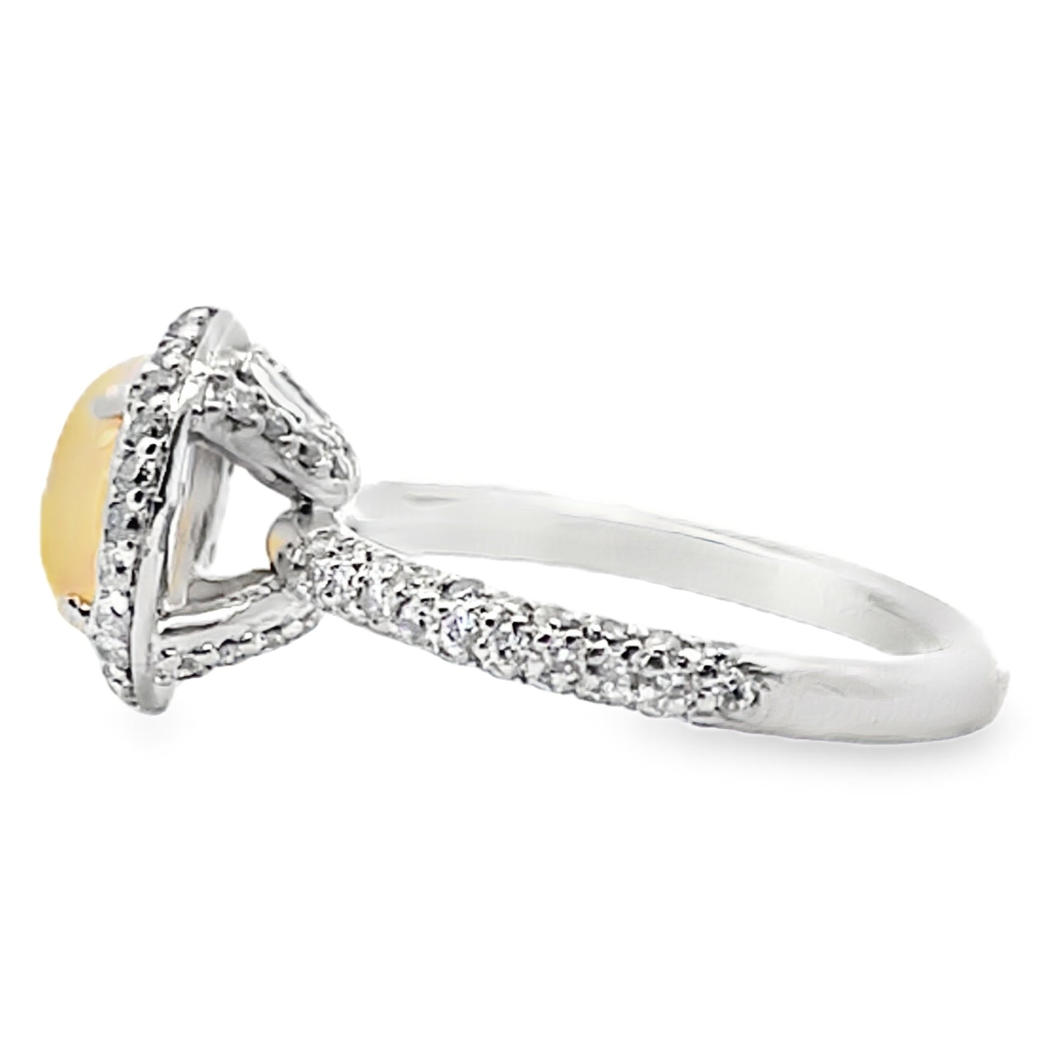 Platinum Ring with Round Opal 1.39 carats & Diamonds 1.00 carats