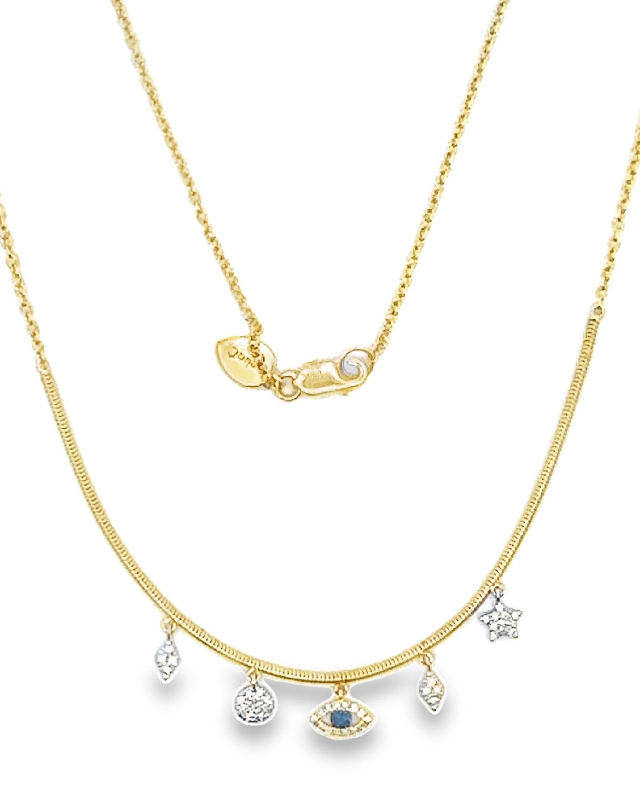 Meira T N15413/TY 14K Yellow Gold Evil Eye Necklace With Diamonds