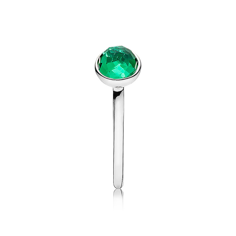 Pandora 191012NRG Sterling Silver Ring May Droplet, Royal-Green Crystal
