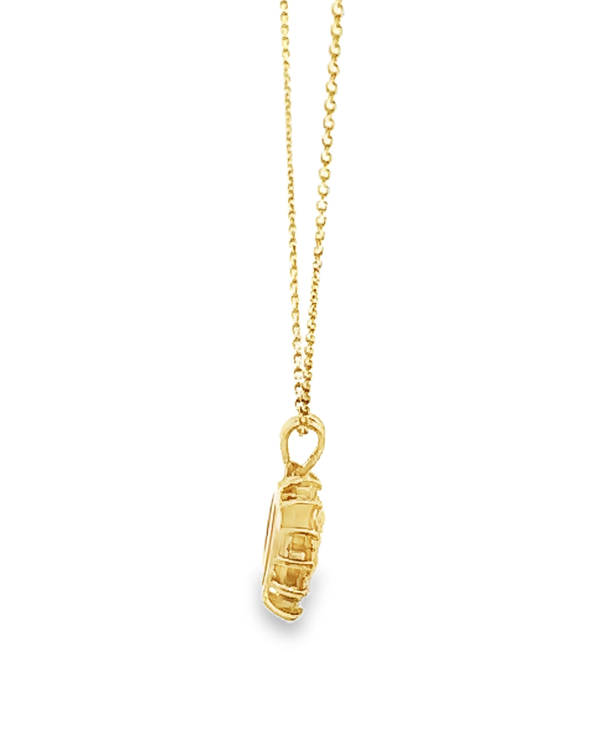 14K Yellow Gold Pearl & Diamond Pendant Necklace