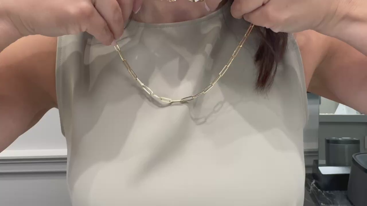 14K Yellow Gold 16" Paperclip Chain Necklace
