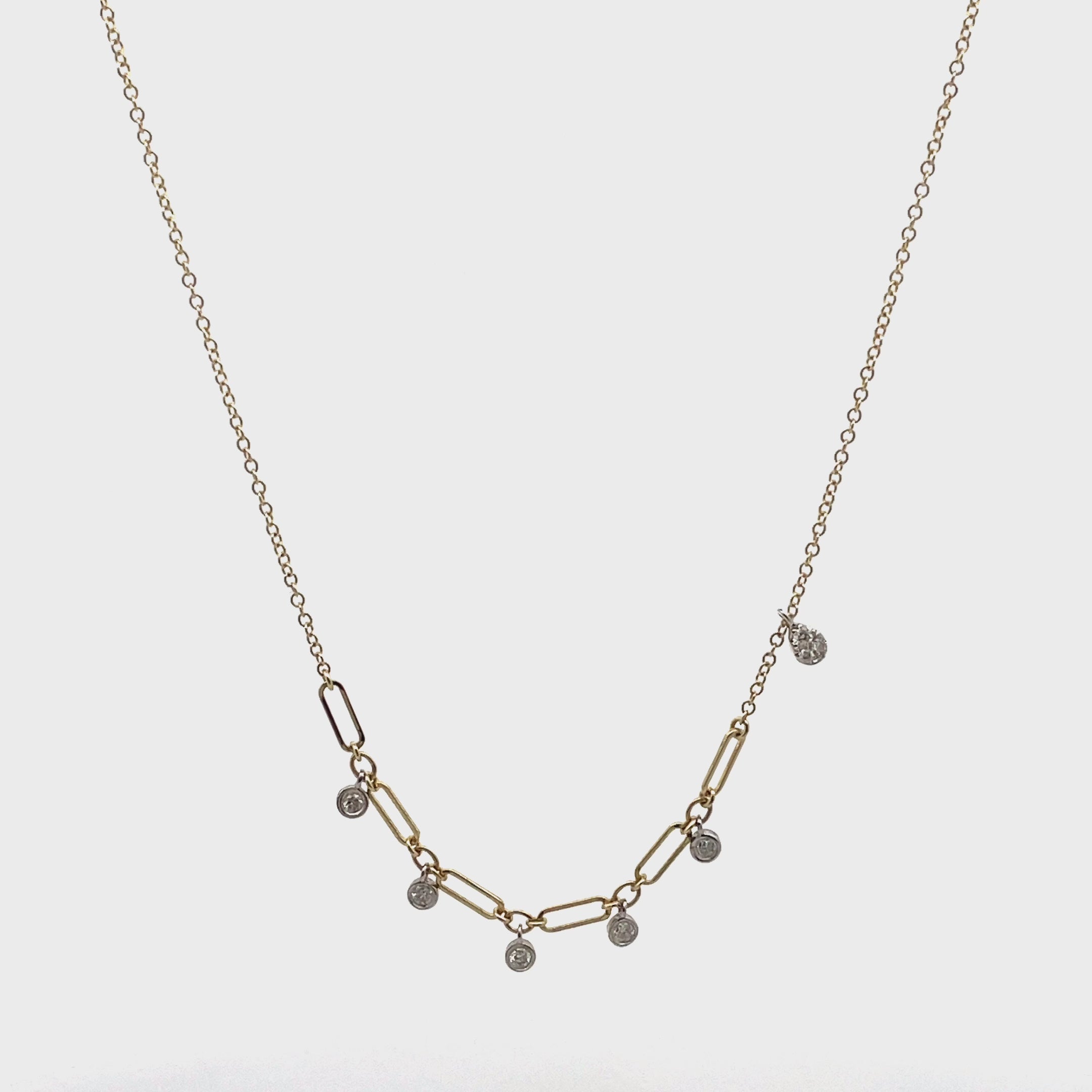 Meira T. 14K Yellow Gold Paperclip Necklace with Diamonds