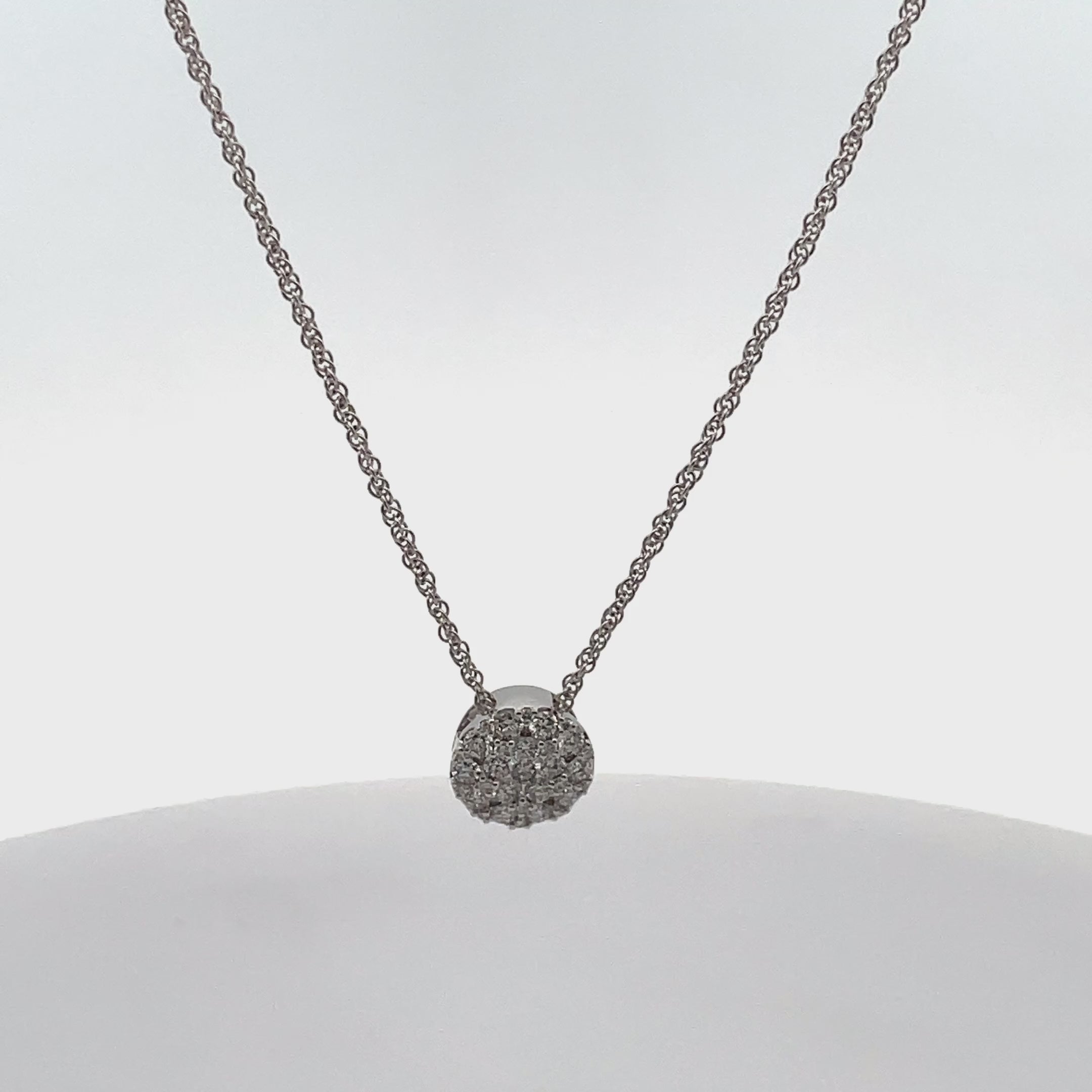 Allison Kaufman 14K White Gold Diamond Circular Pendant Necklace 0.50 Carats