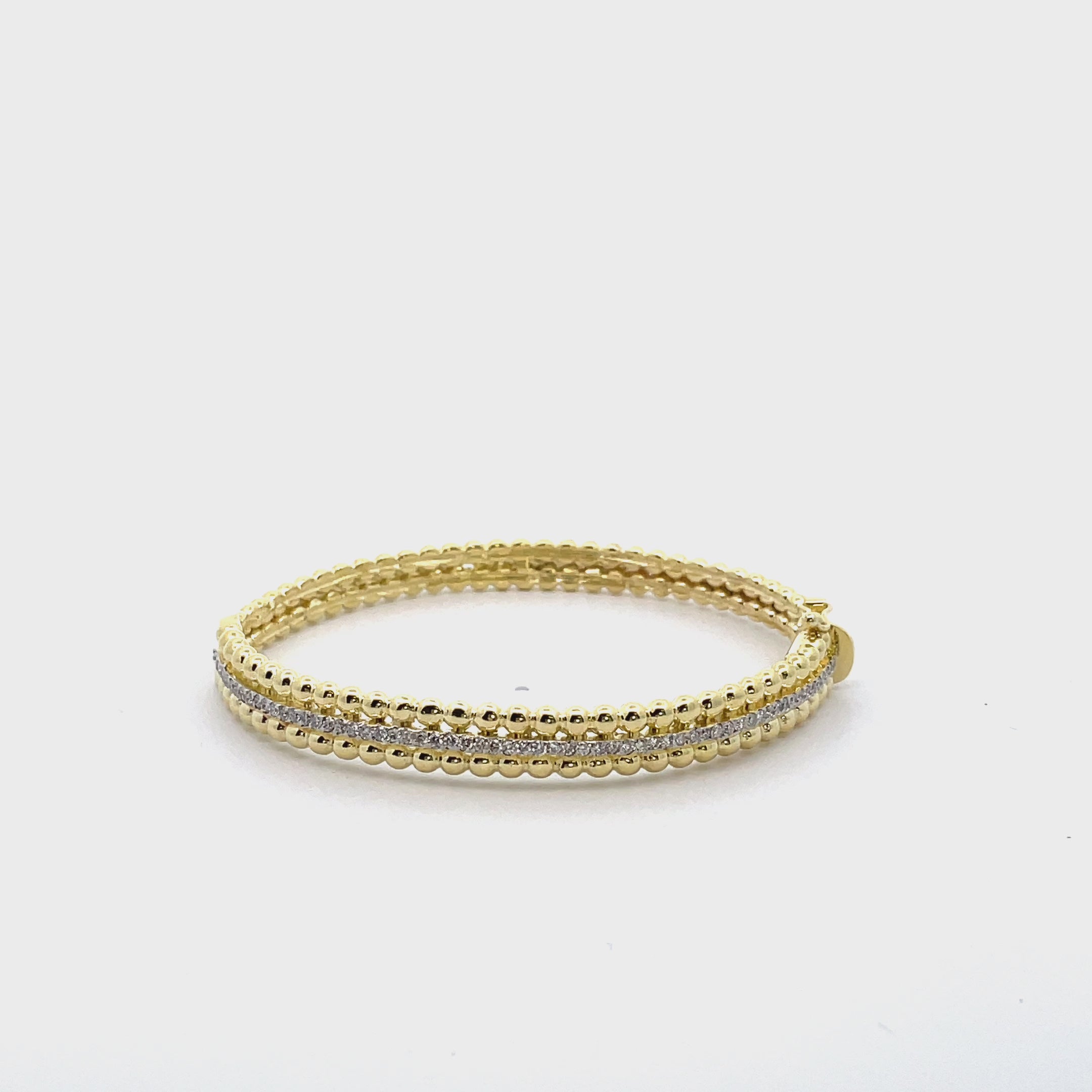 14K Yellow Gold Bangle Bracelet with Diamonds