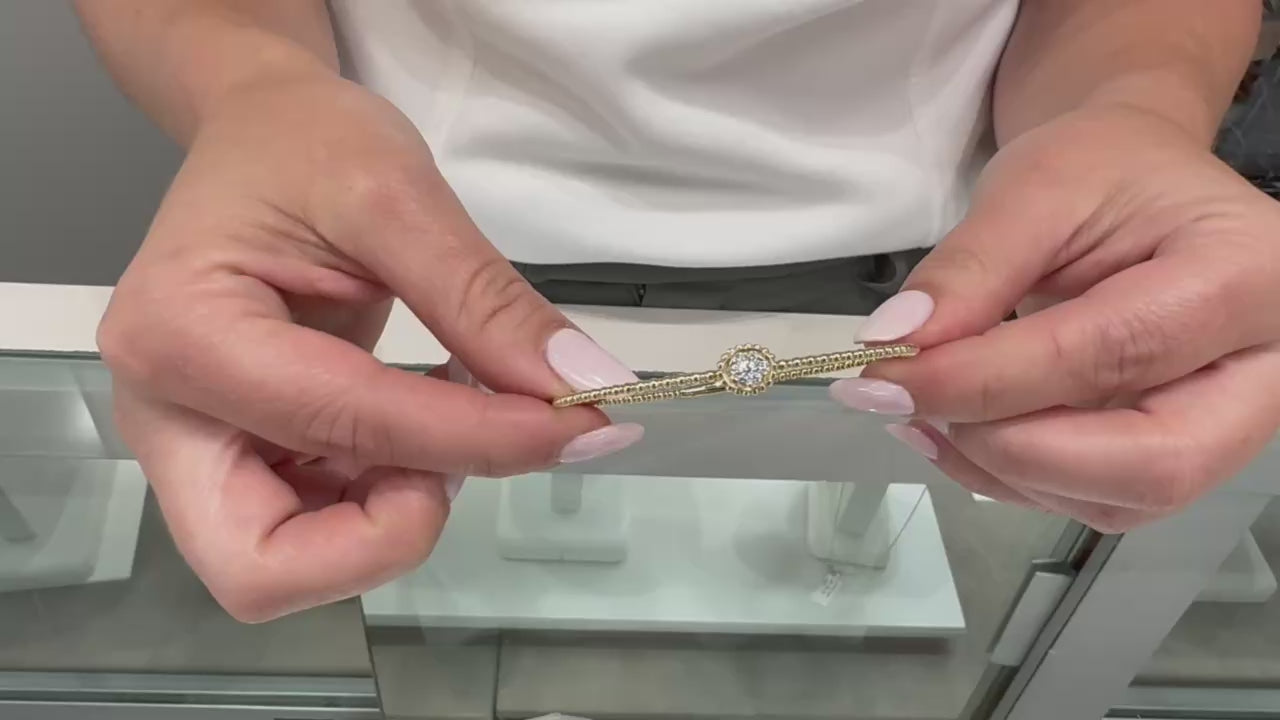 14K Yellow Gold Single Station Diamond Bangle Bracelet