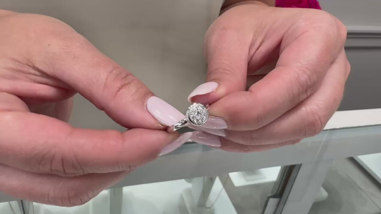 18K White Gold Stackable High Polish Ring with Round Diamonds