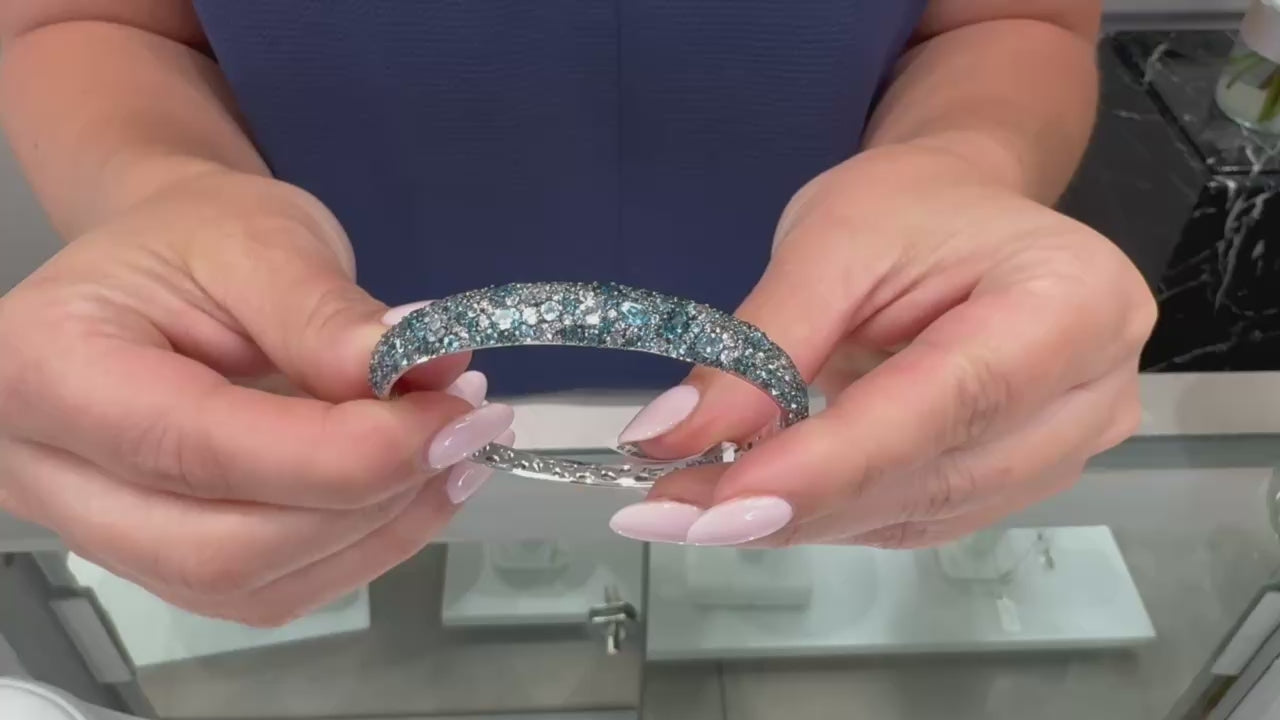 Allison Kaufman 14K White Gold Blue Topaz Bangle with Diamonds