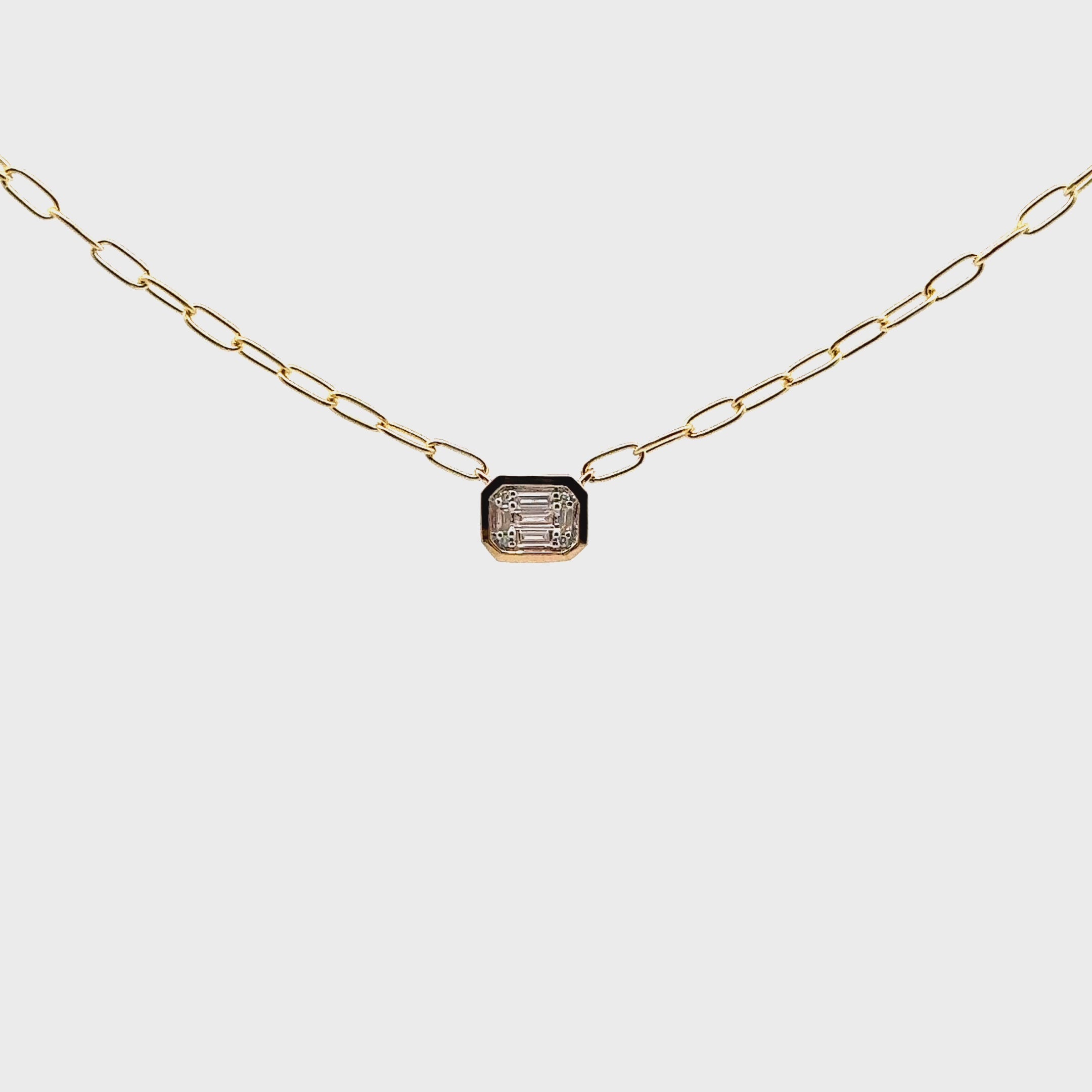Allison Kaufman 14K Yellow Gold Paperclip Chain Necklace with Diamond Pendant