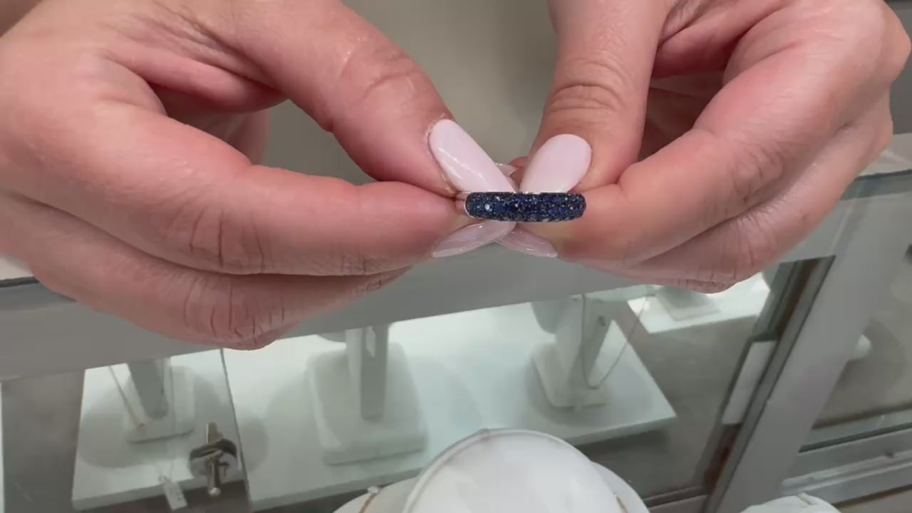 18K White Gold Pave Set Sapphire Ring