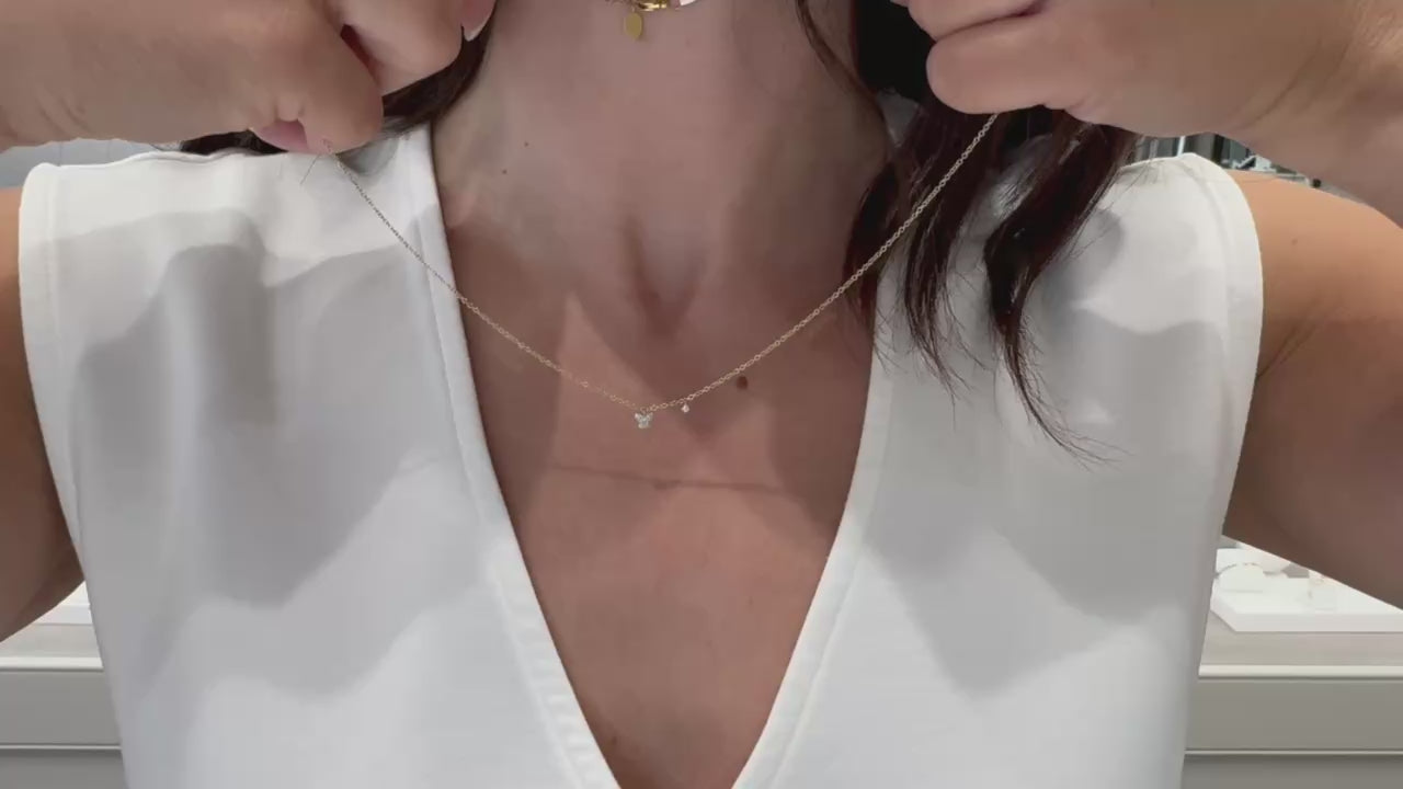 Meira T. 14K Yellow Gold Diamond Mini Butterfly Necklace