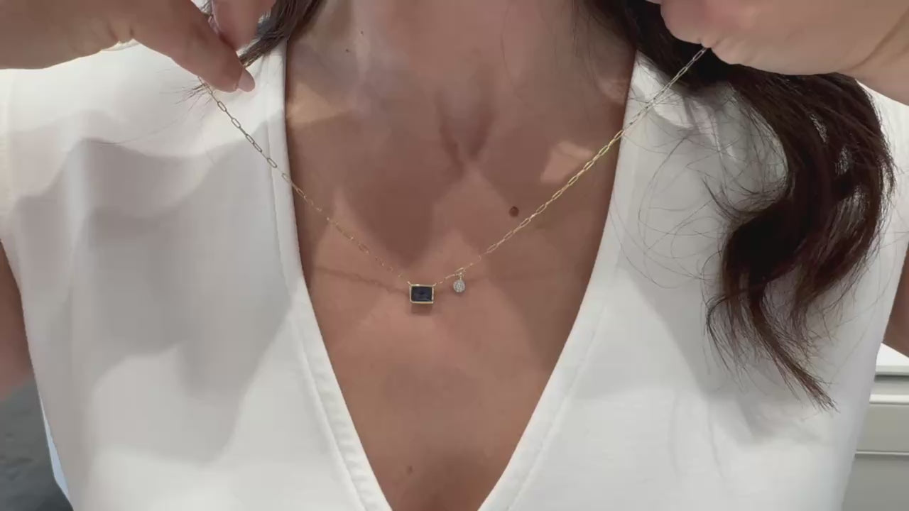 Meira T. 14K Yellow Gold Paperclip Chain Necklace with Blue Sapphire Pendant