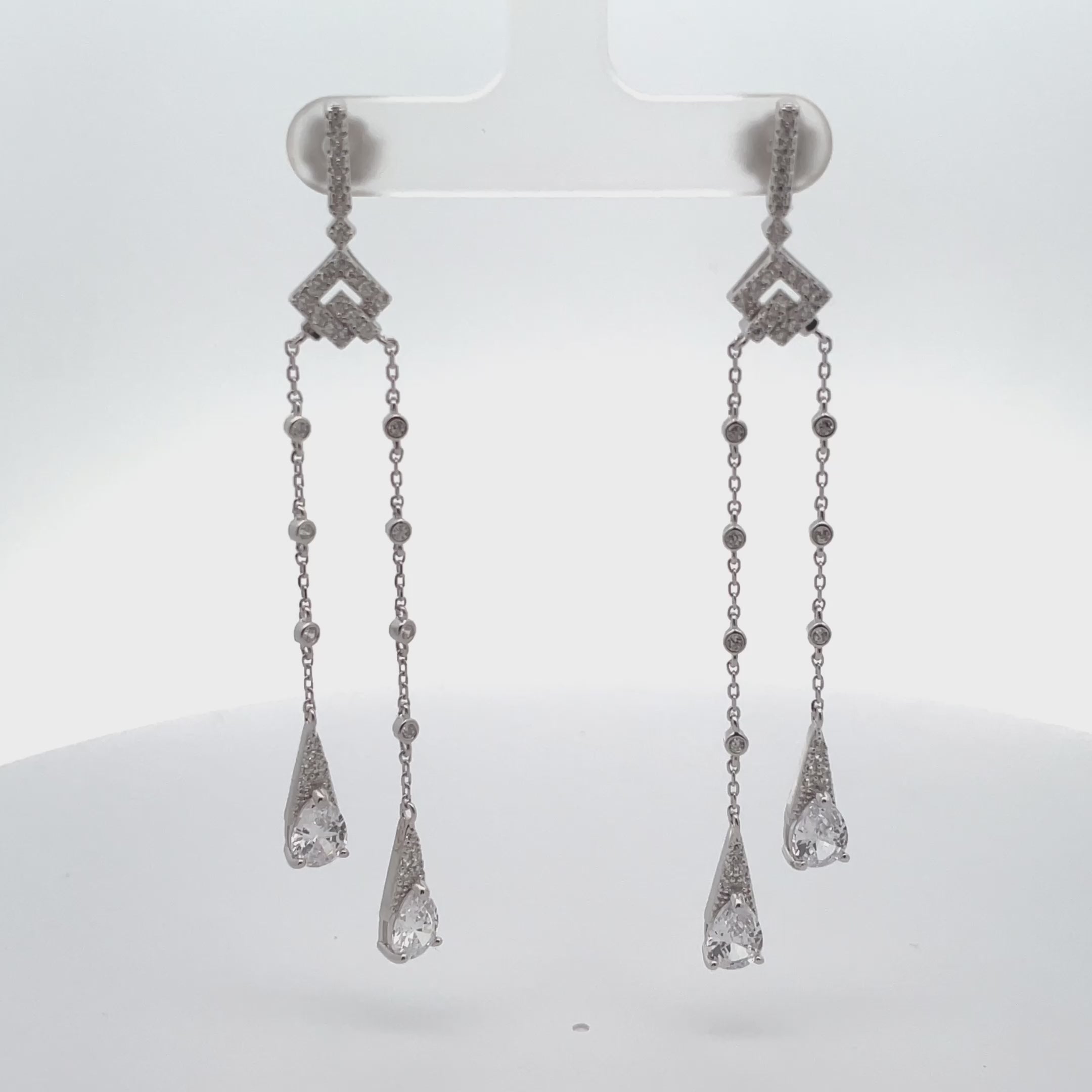 Sterling Silver Dangling Long Fashion Earrings