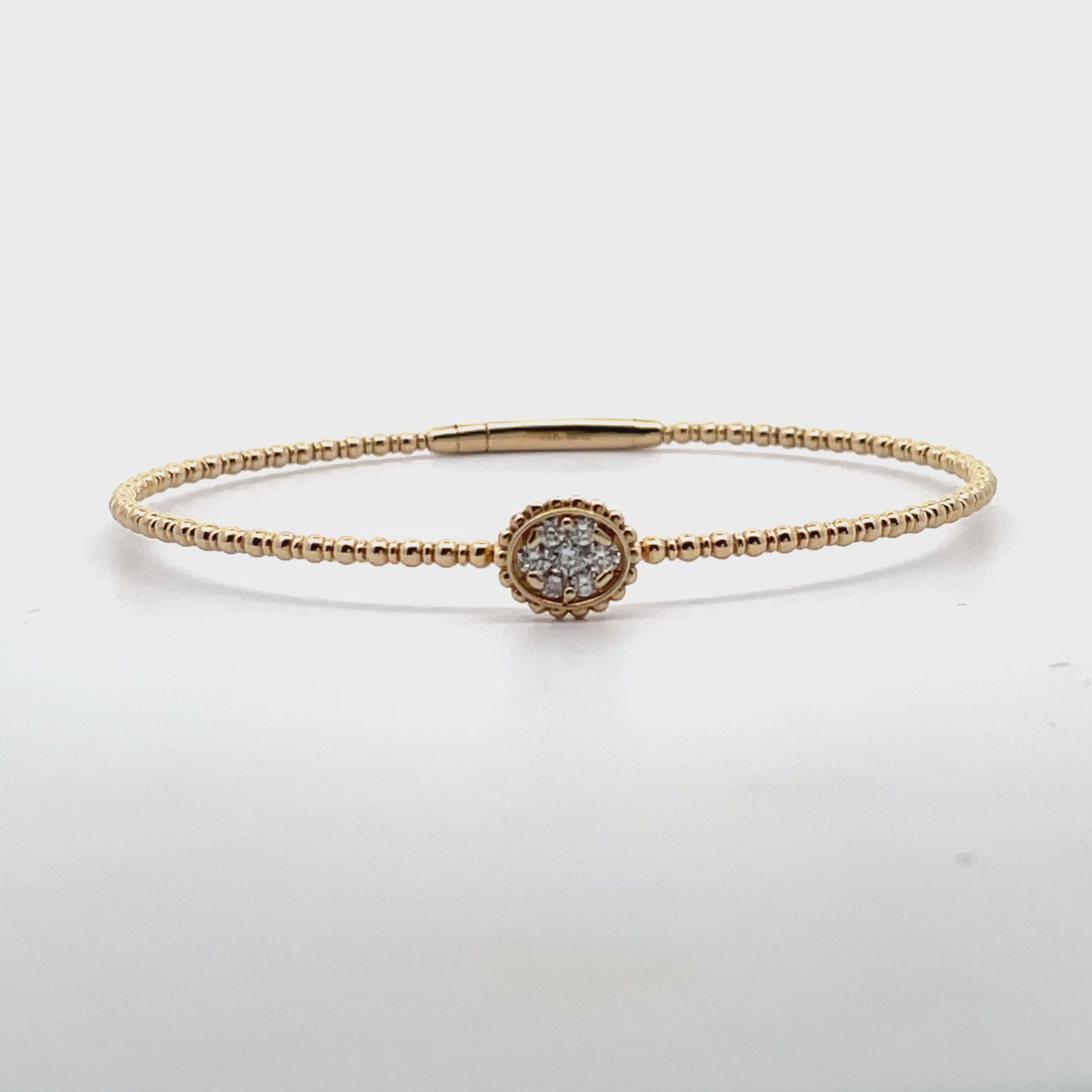 14K Yellow Gold Single Station Diamond Bangle Bracelet