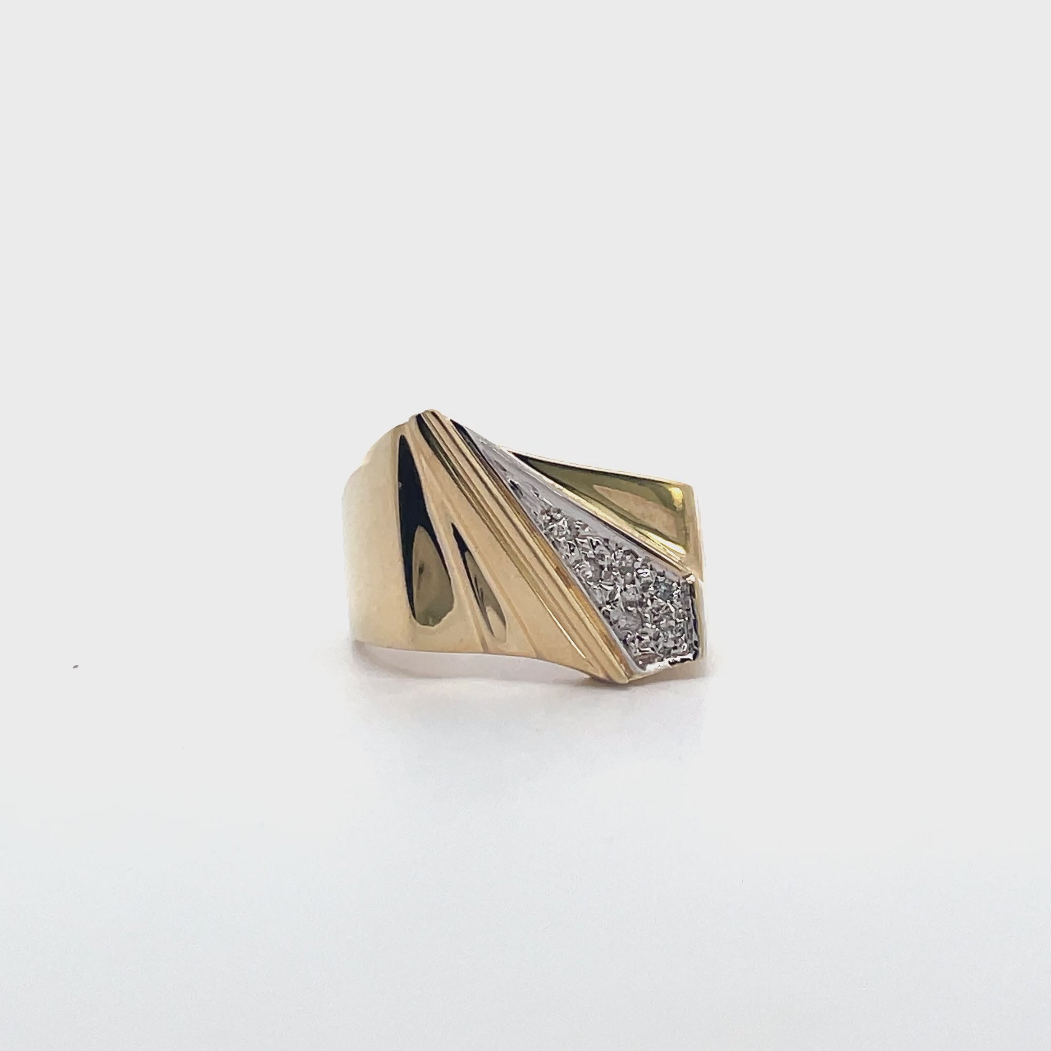 14K Yellow Gold Diamond Pinky Ring