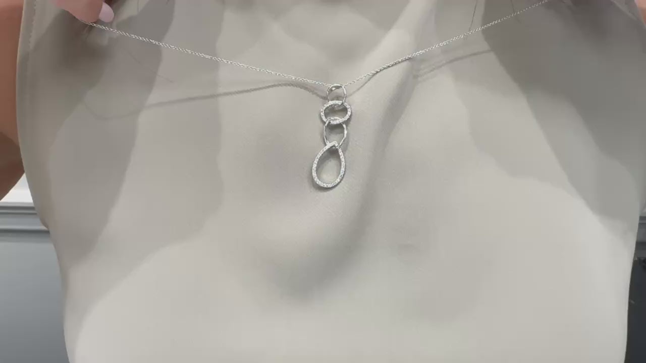 Zeghani ZP161 14K White Gold Interlocking Pendant Necklace
