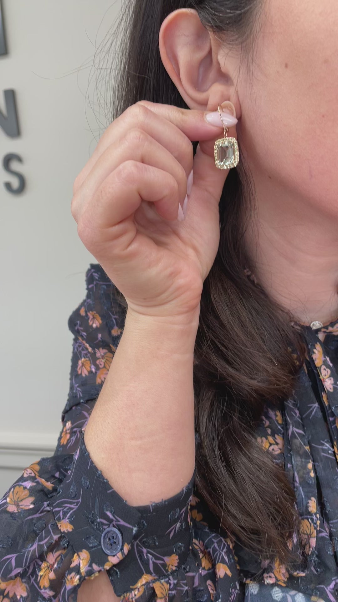 14K Rose Gold Green Amethyst Drop Earrings