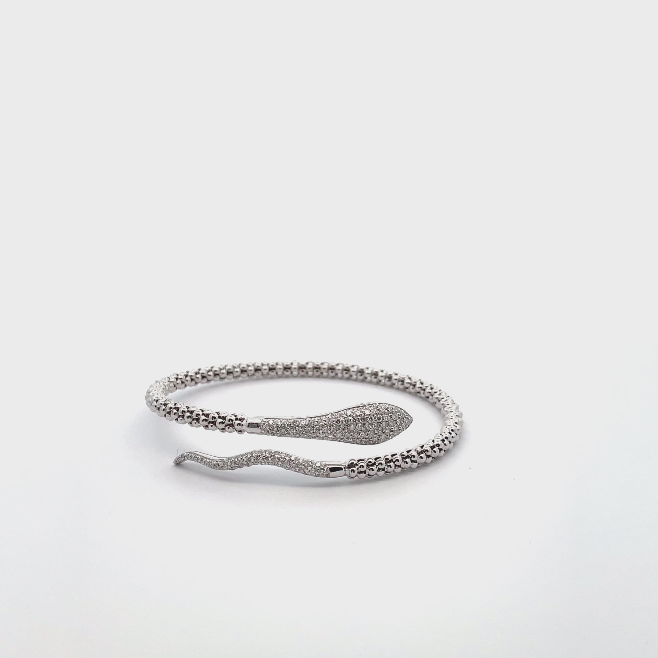 14K White Gold Snake Wrap Bracelet with Diamonds