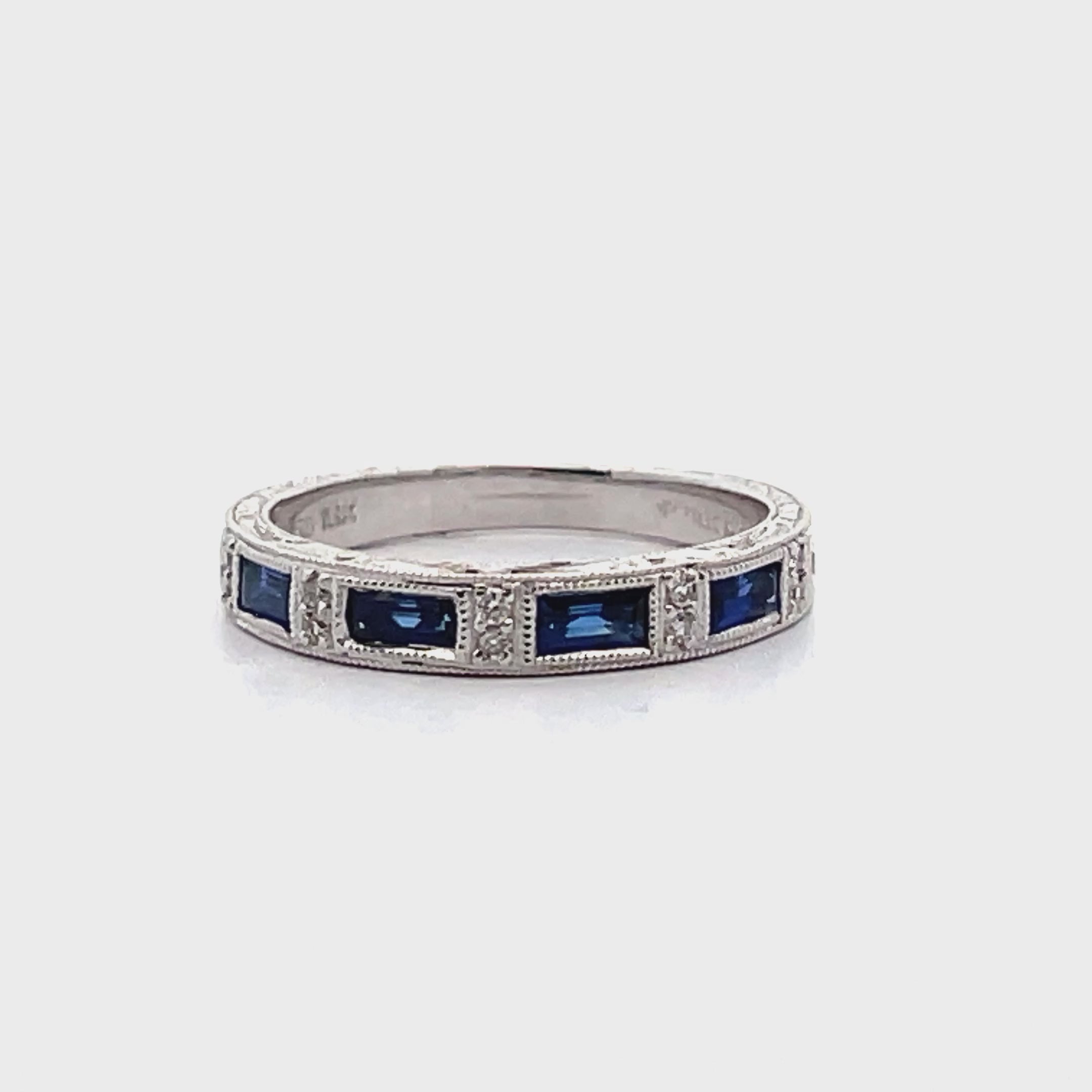 Kirk Kara SS6685-B1 Charlotte Sapphire Band with Beading and Round Diamonds