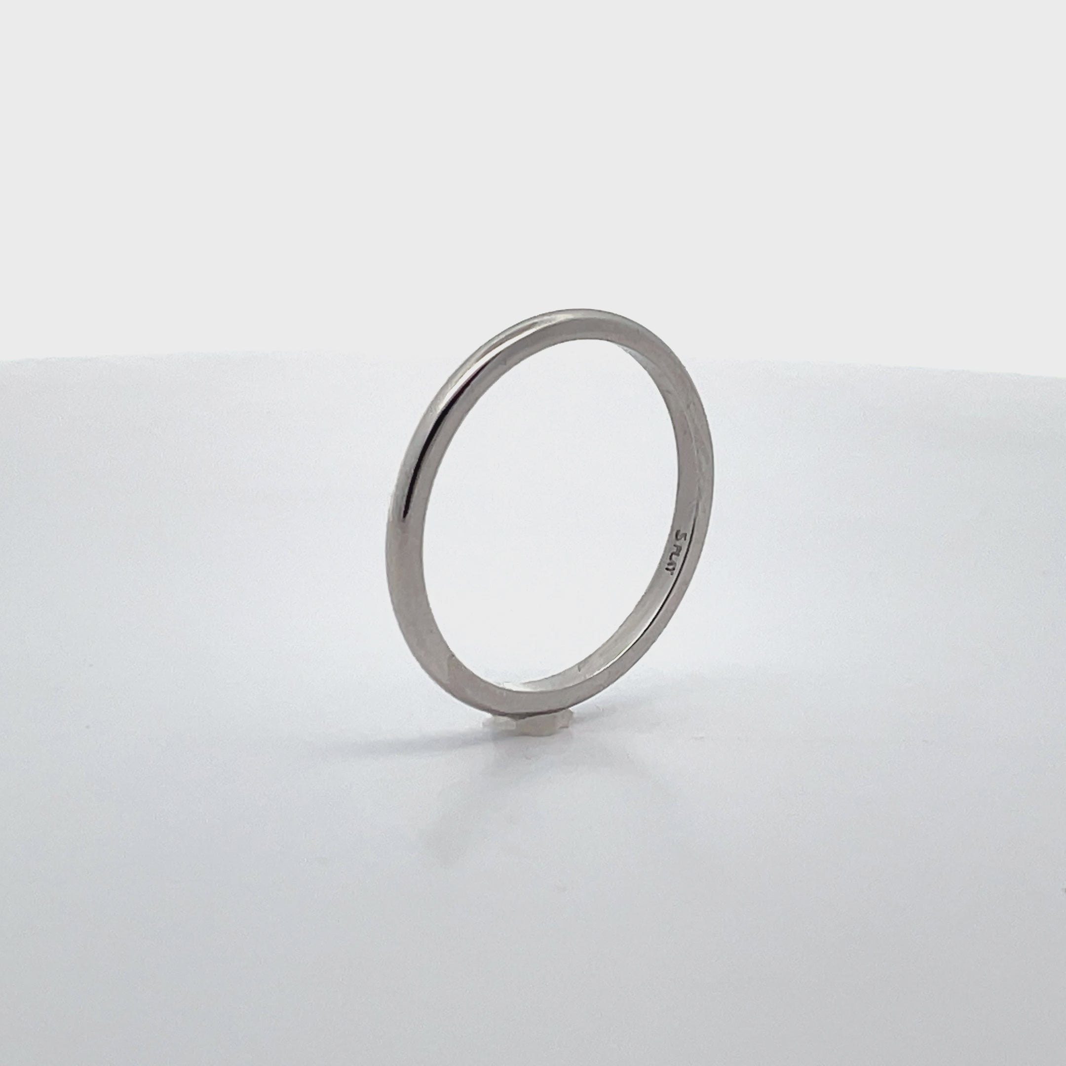 Platinum 1.5mm Half Round Band- Size 6