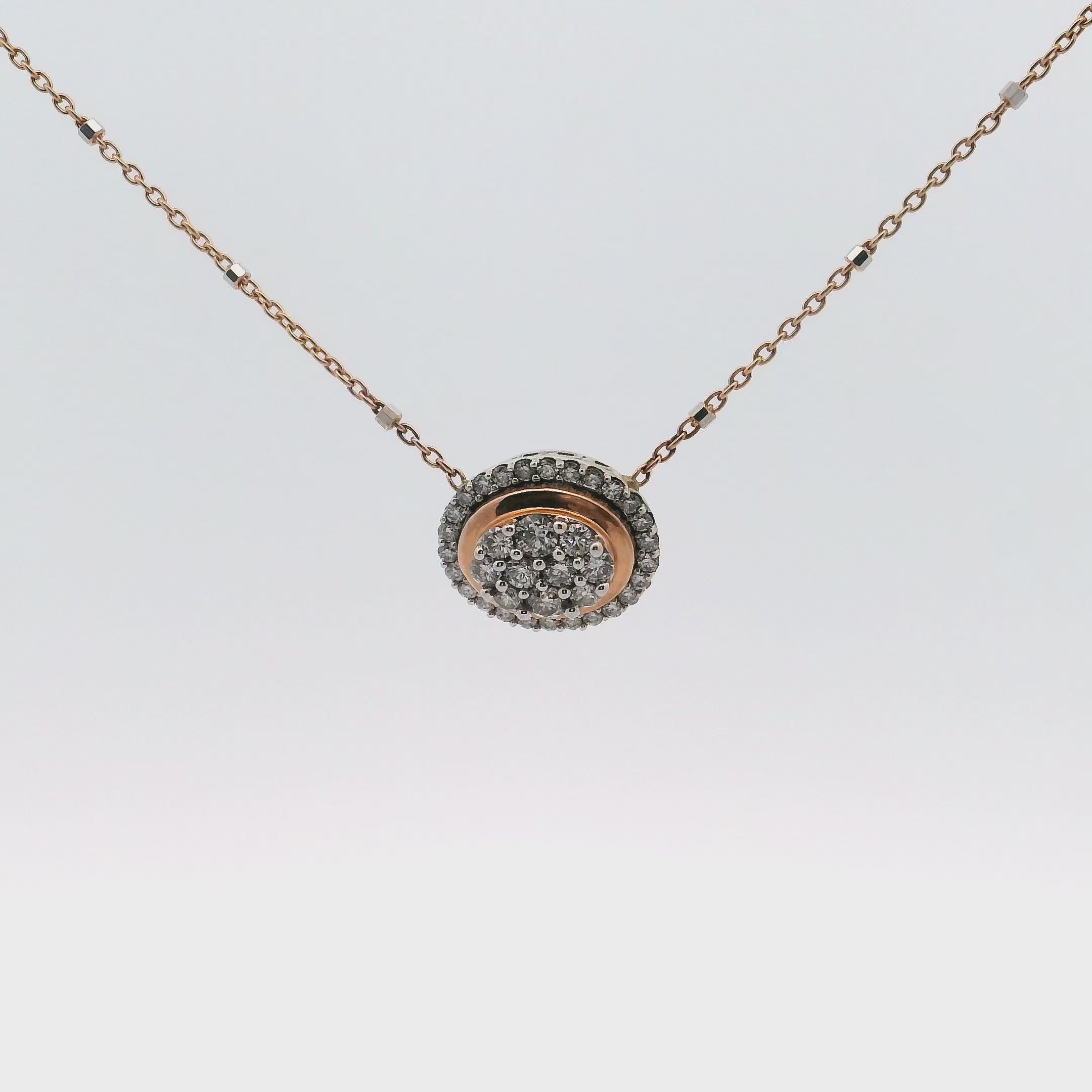 14K White and Pink Gold Pendant with Diamonds