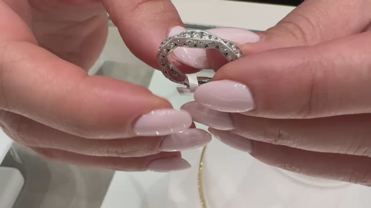 Tacori 2578 18K White Gold "Ribbon" Eternity Ring with Diamonds 0.87 Carats