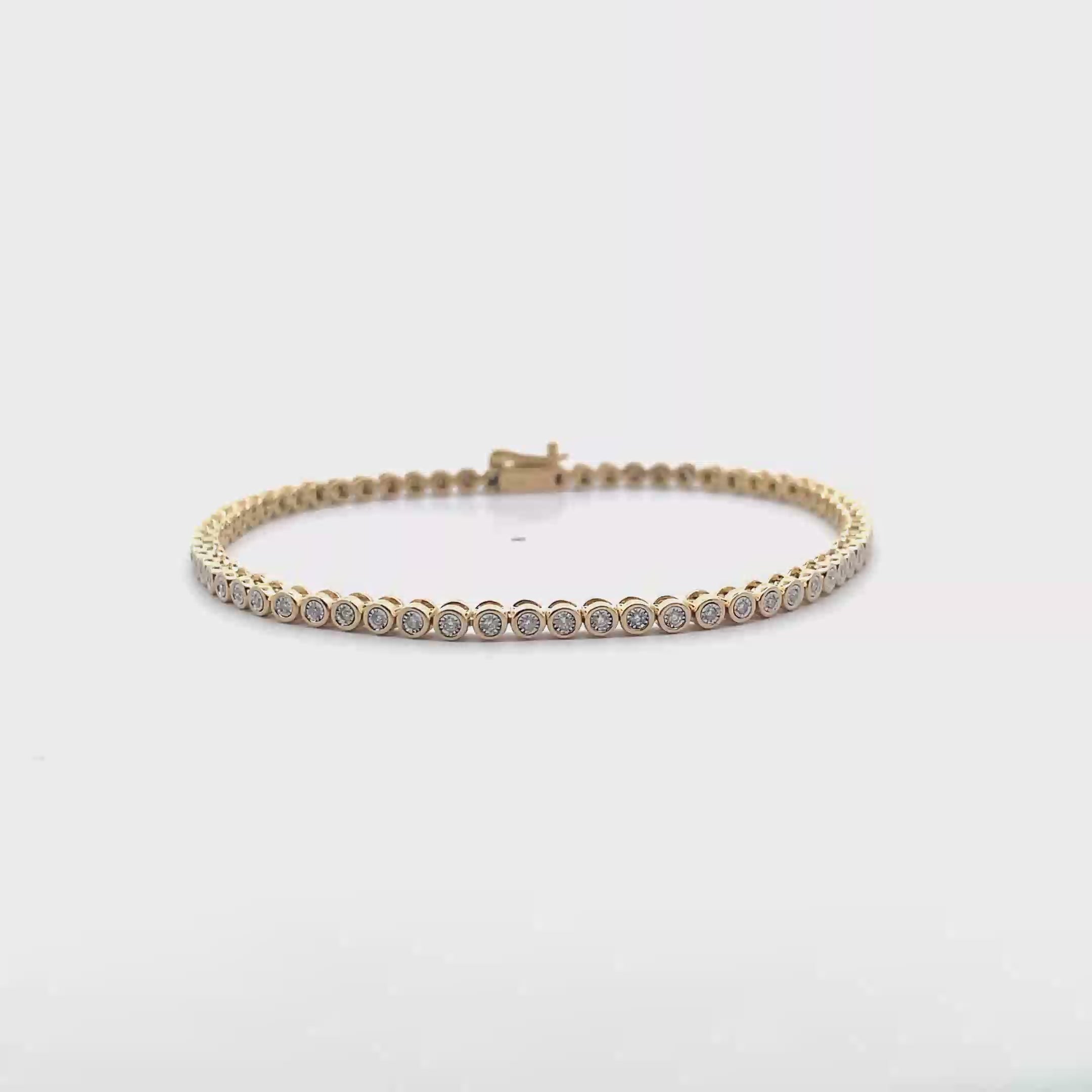 14K Yellow Gold Illusion Set Tennis Bracelet