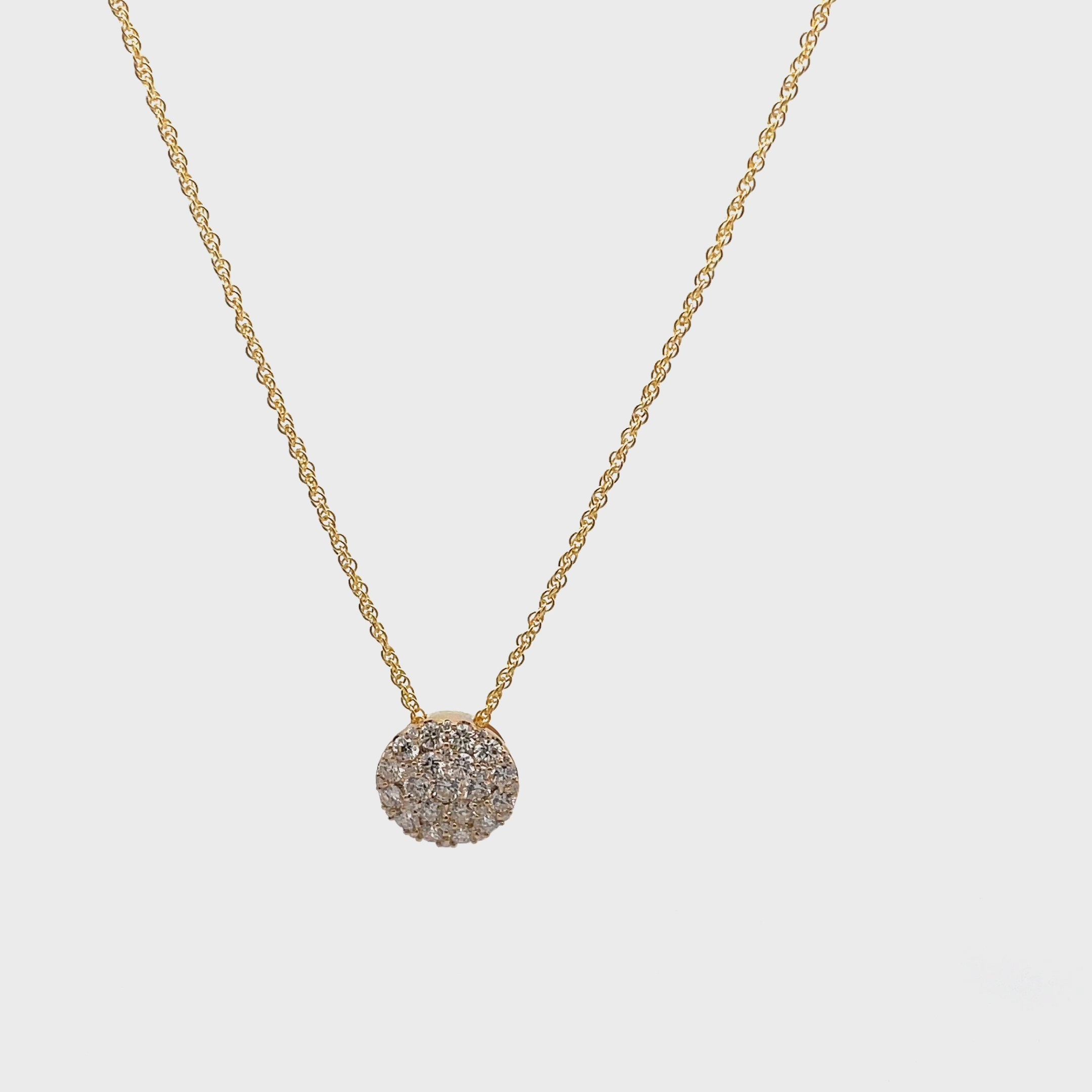 Allison Kaufman 14K Yellow Gold Diamond Circle Pendant Necklace 1.00 Carats