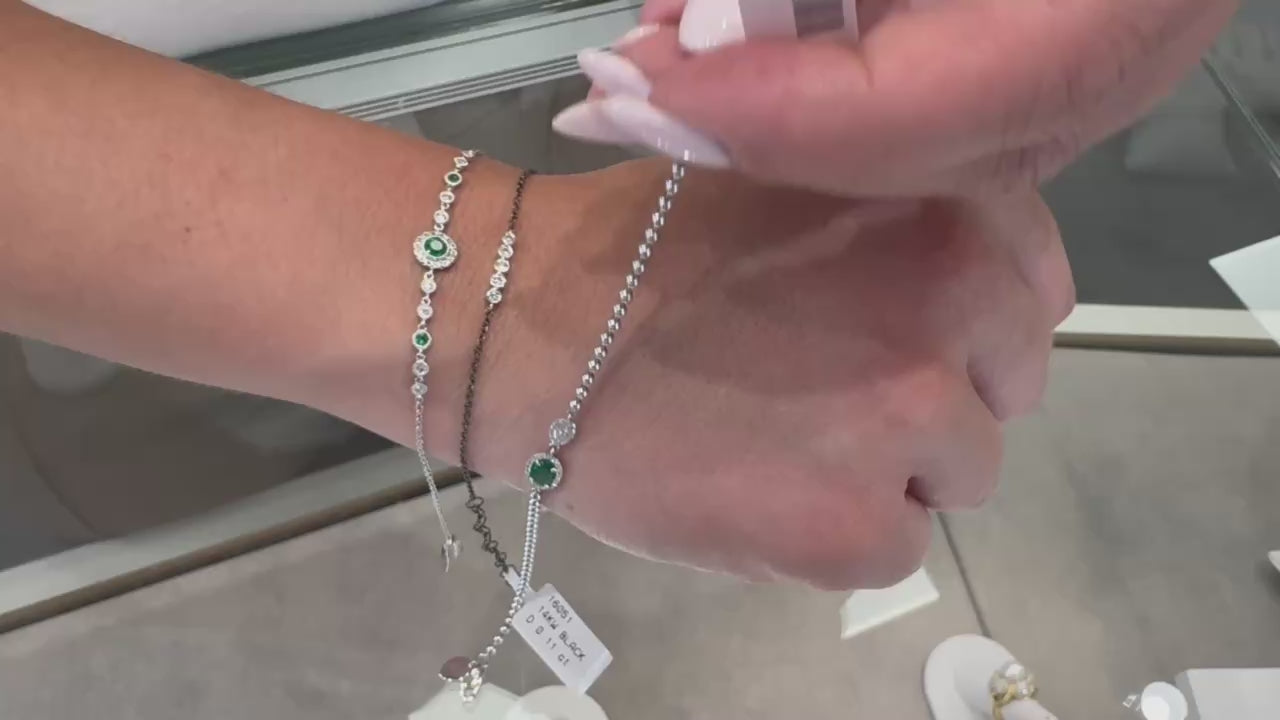 Meira T 1B7243/WE 14K White Gold Bracelet with Emerald and Diamonds