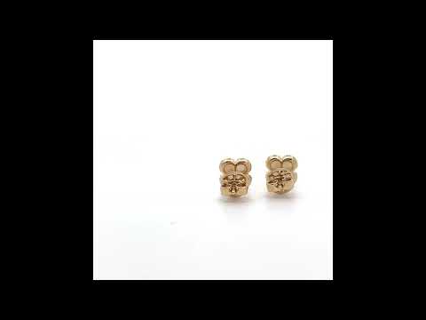 18K Yellow Gold Ruby and Diamond Quatrefoil Earrings with Pushbacks