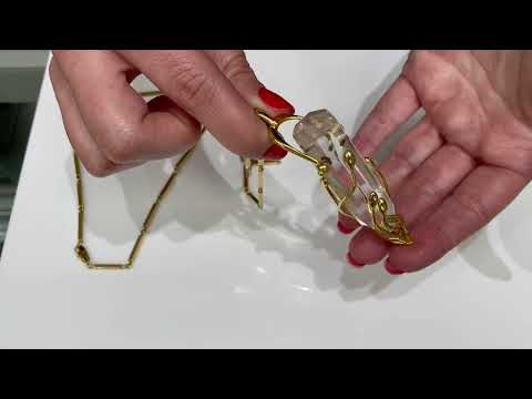 Pre-owned Hand Crafted 18K Yellow Gold Quartz Crystal Necklace