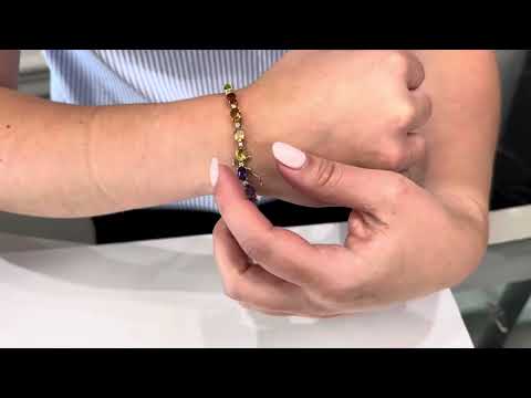 14K Yellow Gold Rainbow Bracelet with Semiprecious Stones