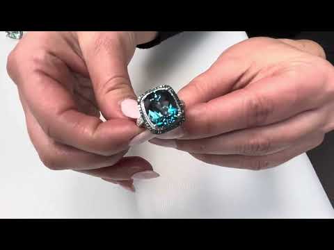 Vanna K Emerald Cut Blue Topaz Ring