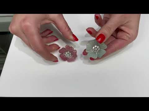 載入影片: Pre-owned Vintage Ambrosi 18K White and Yellow Gold One of a Kind Aquamarine, Pink Tourmaline and Diamond Floral Earrings