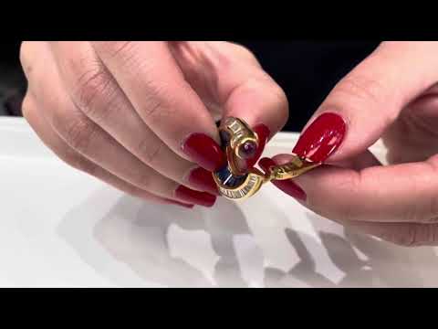 Pre-owned 18K Yellow Gold Ruby, Sapphire and Diamond Earrings