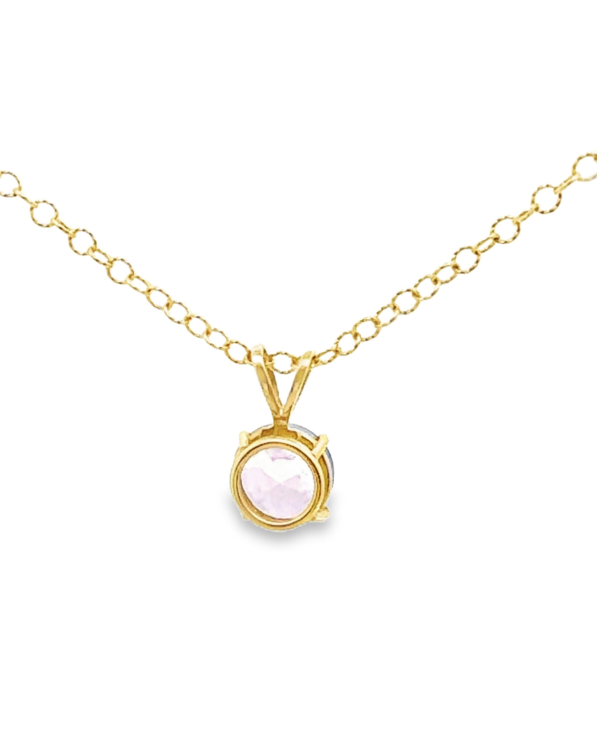 Faceted Round Light Purple Amethyst Pendant Necklace in 14K Yellow Gold