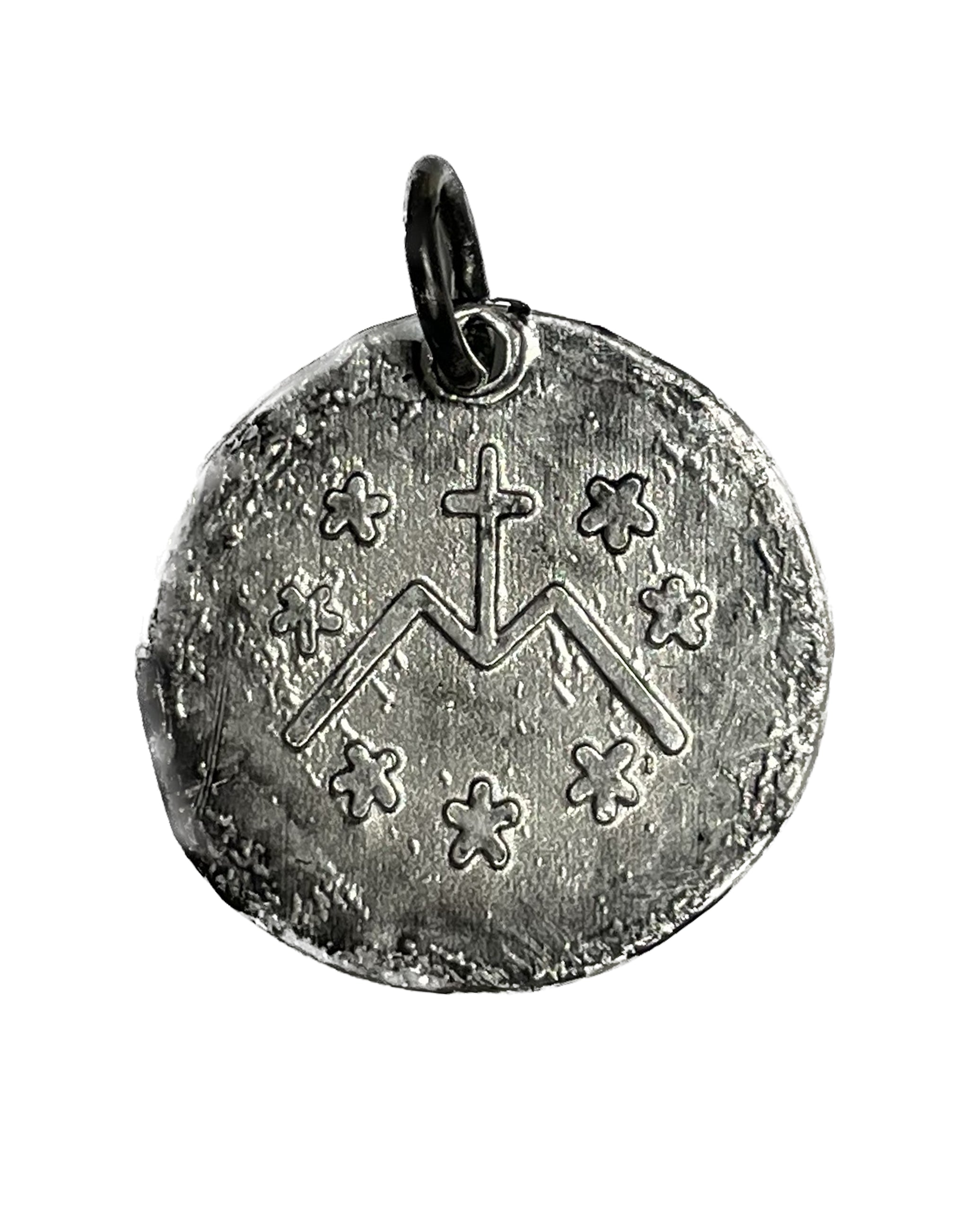 Custom Sterling Silver Virgin Mary Pendant with Emeralds