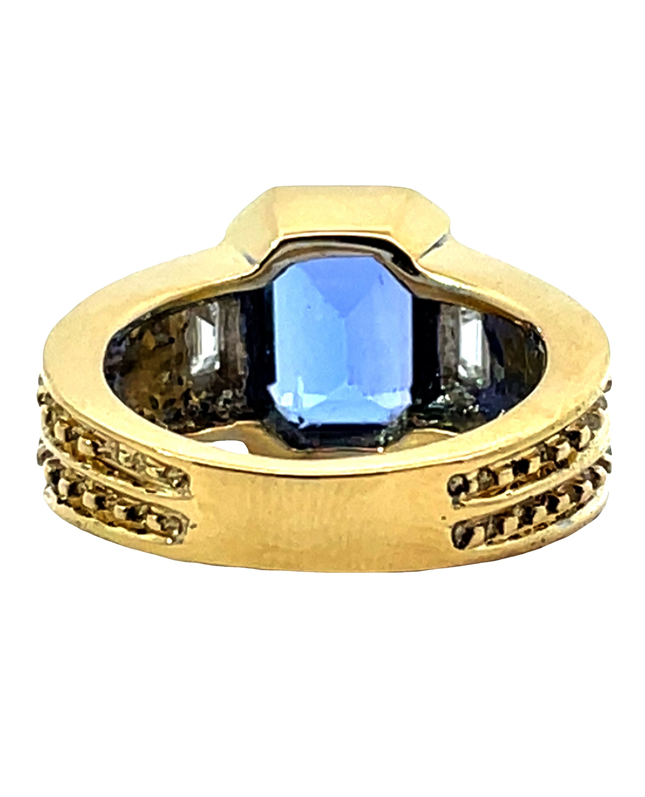 18K Yellow Gold Ring with Approximately 10X8 Millimeter Tanzanite & 0.50 Carat Diamonds