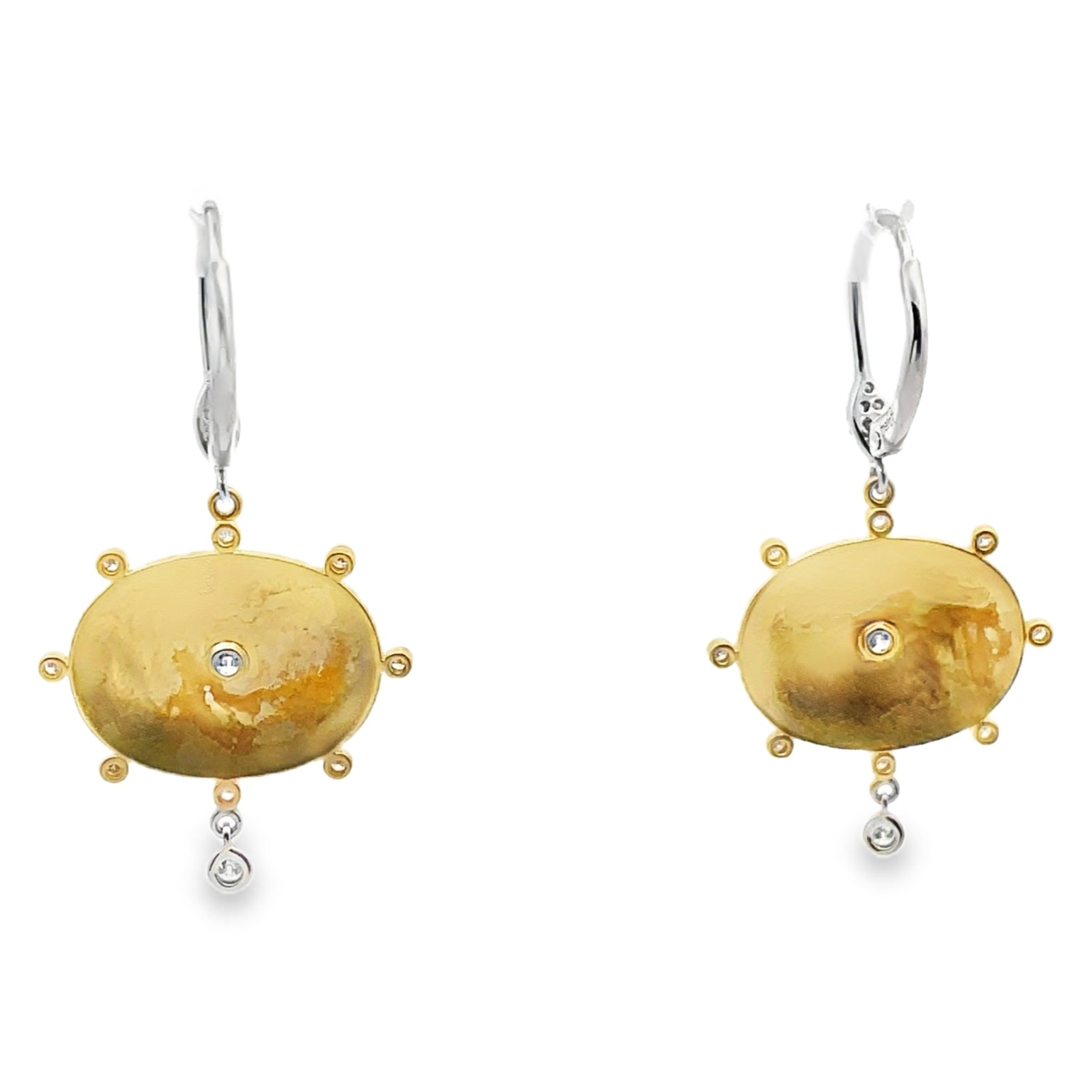 Meira T E10425/TY 14K Two Tone Gold Tribal Diamond Earrings