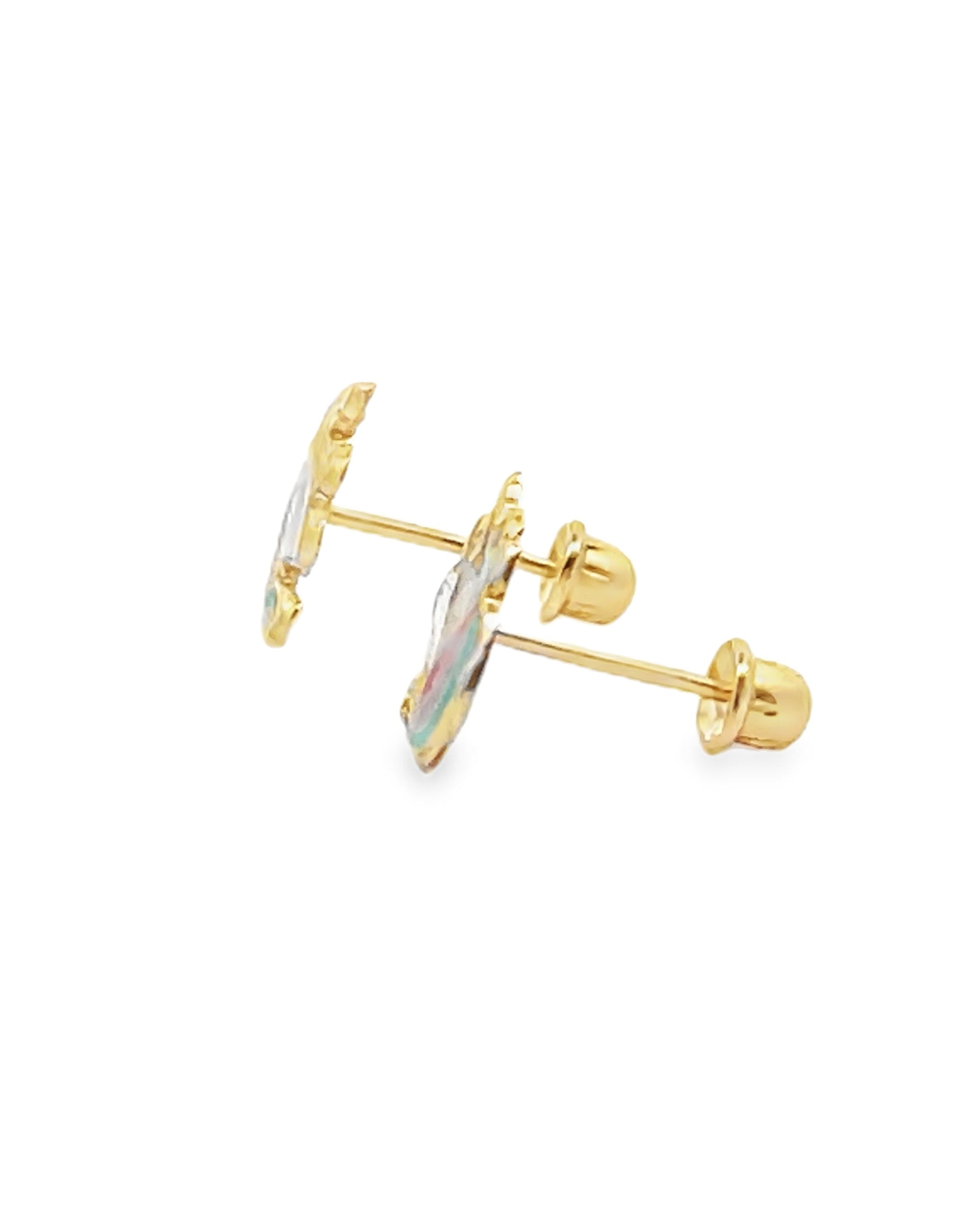 14K Yellow Gold Unicorn Earrings