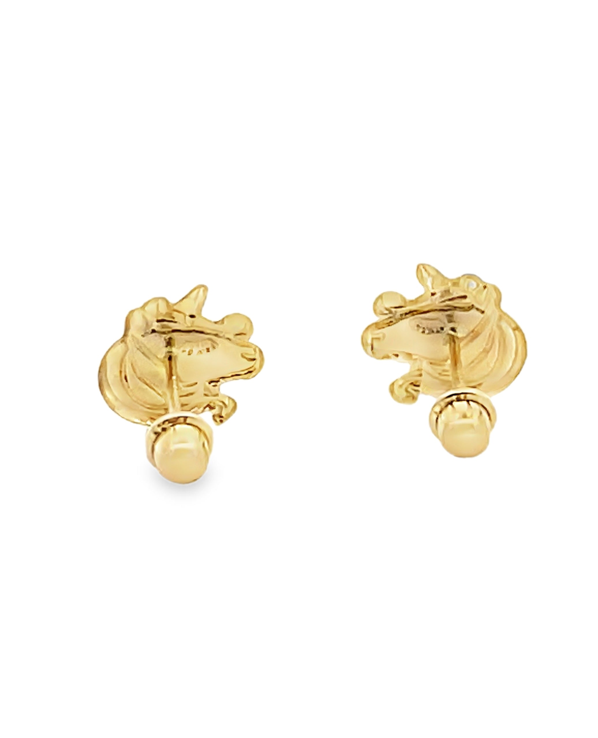 14K Yellow Gold Unicorn Earrings