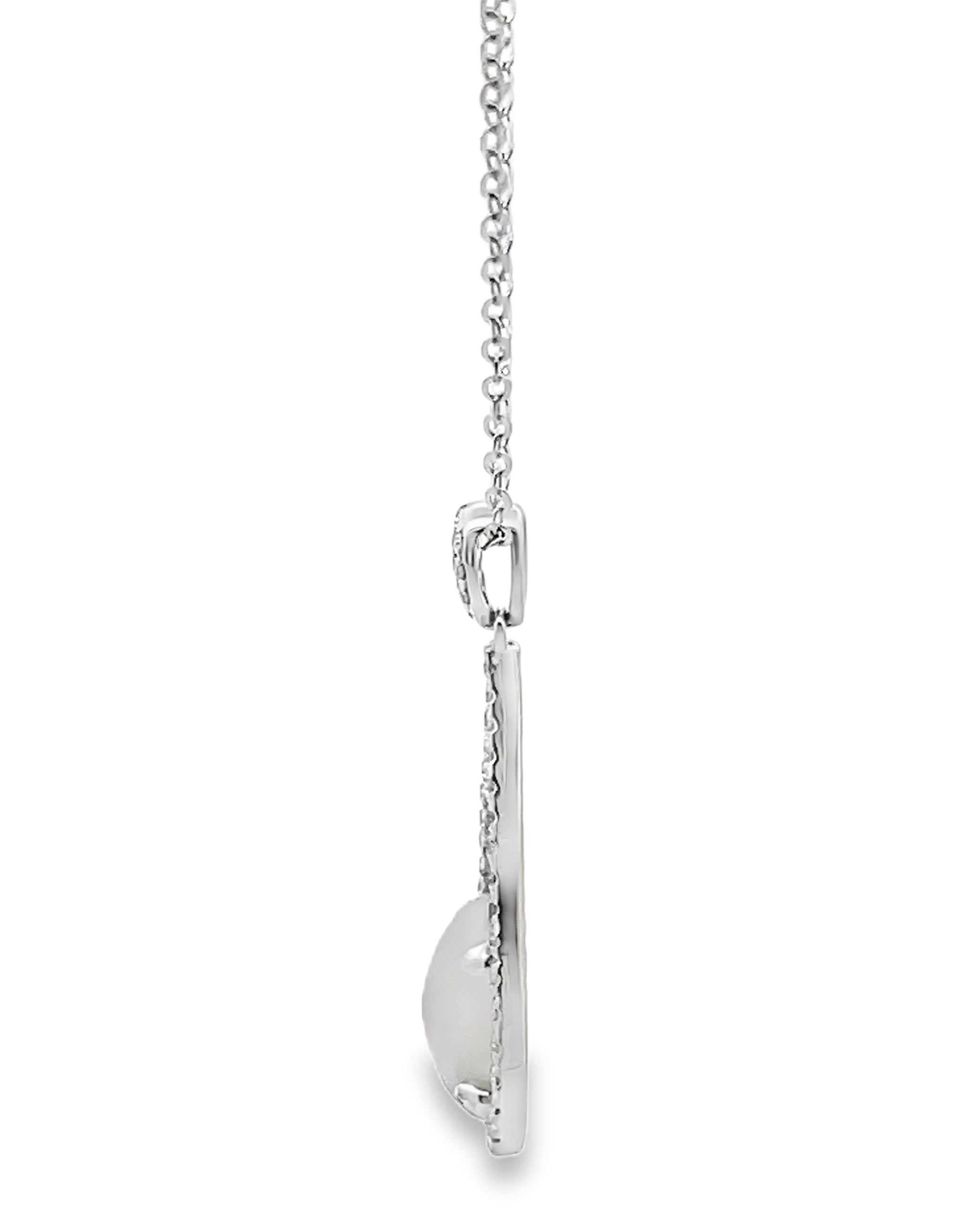 14K White Gold Opal Pendant Necklace - Adjustable