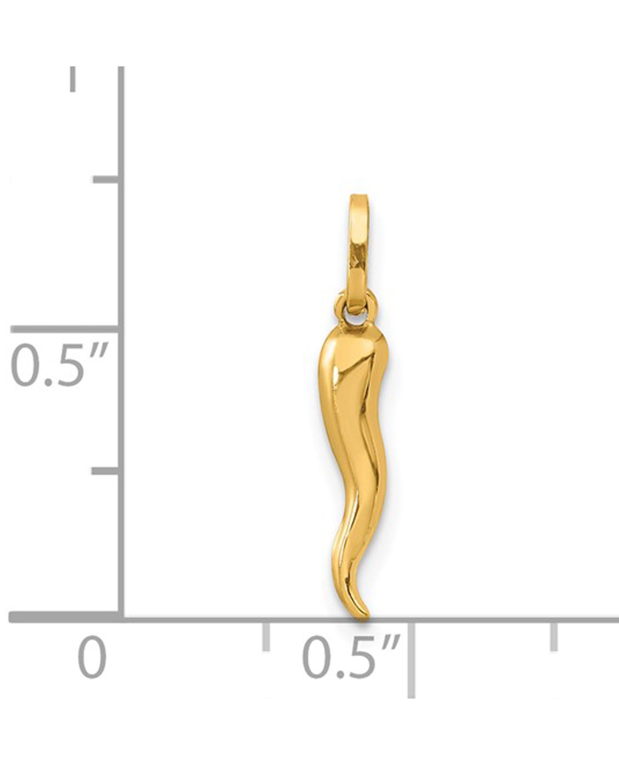 14K Yellow Gold Small Italian Horn Pendant