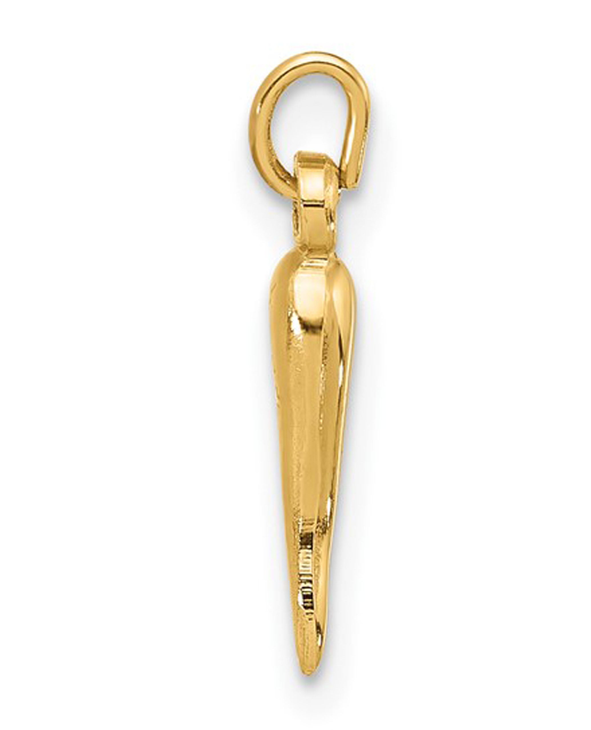 14K Yellow Gold Tiny Polished Italian Horn Pendant