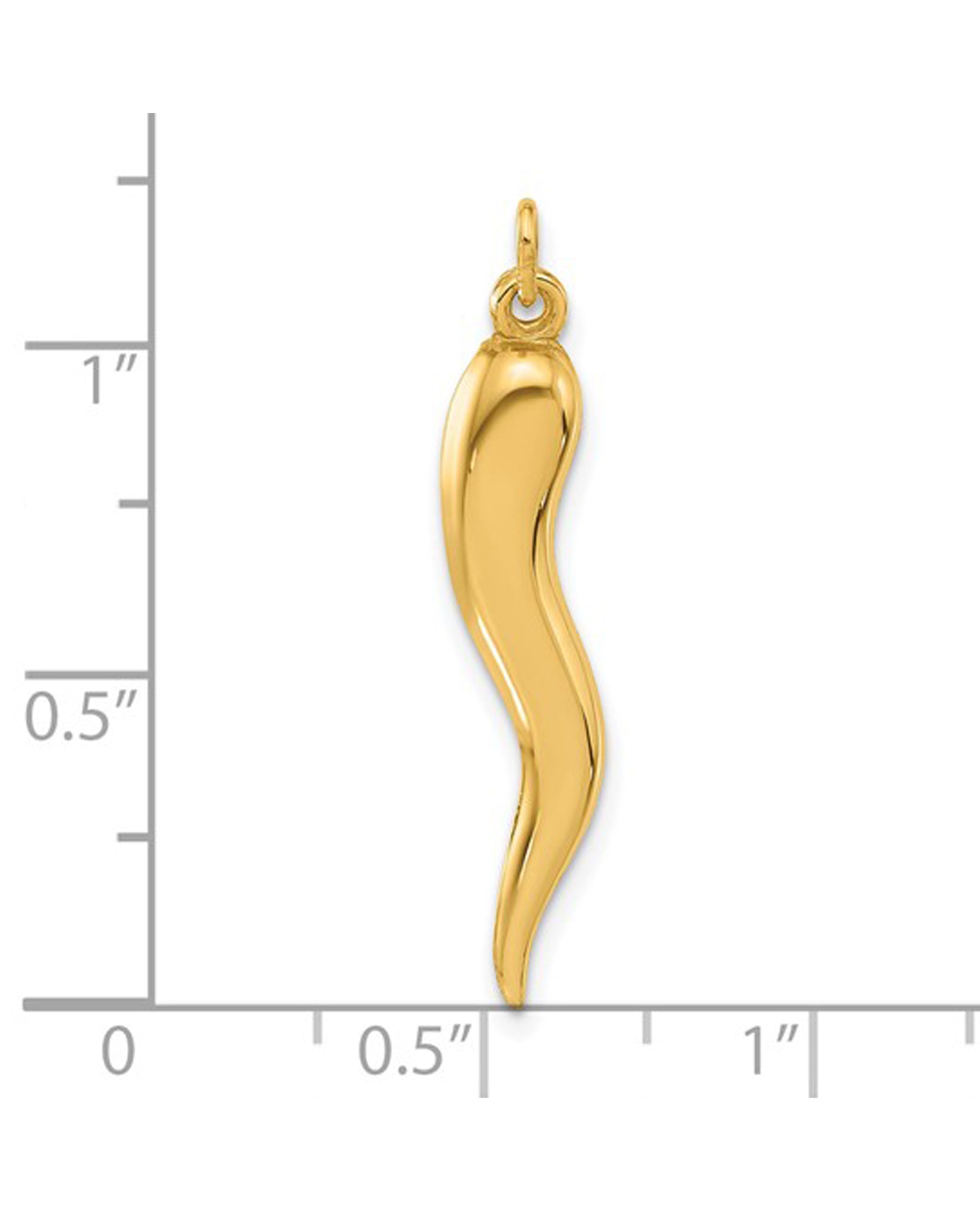 14K Yellow Gold Polished Italian Horn Pendant