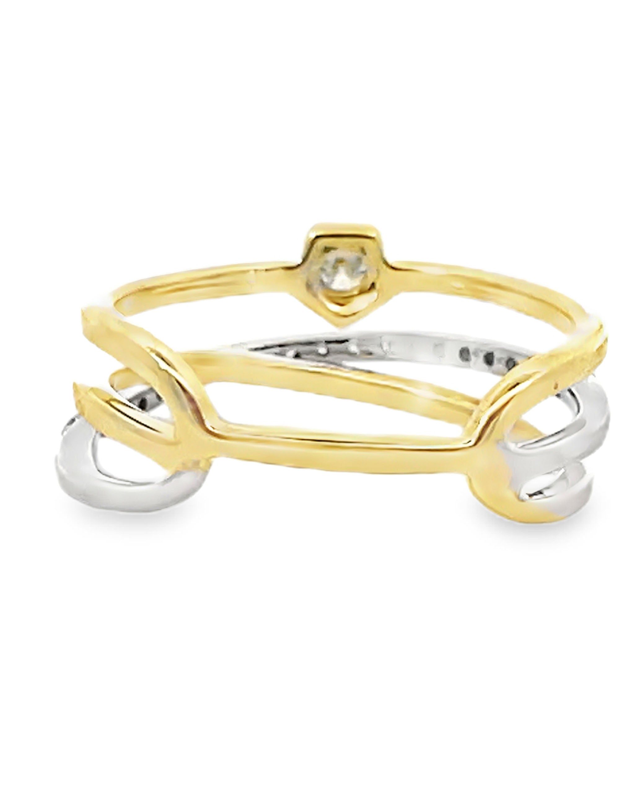 14K Yellow & White Gold Woven Diamond Ring