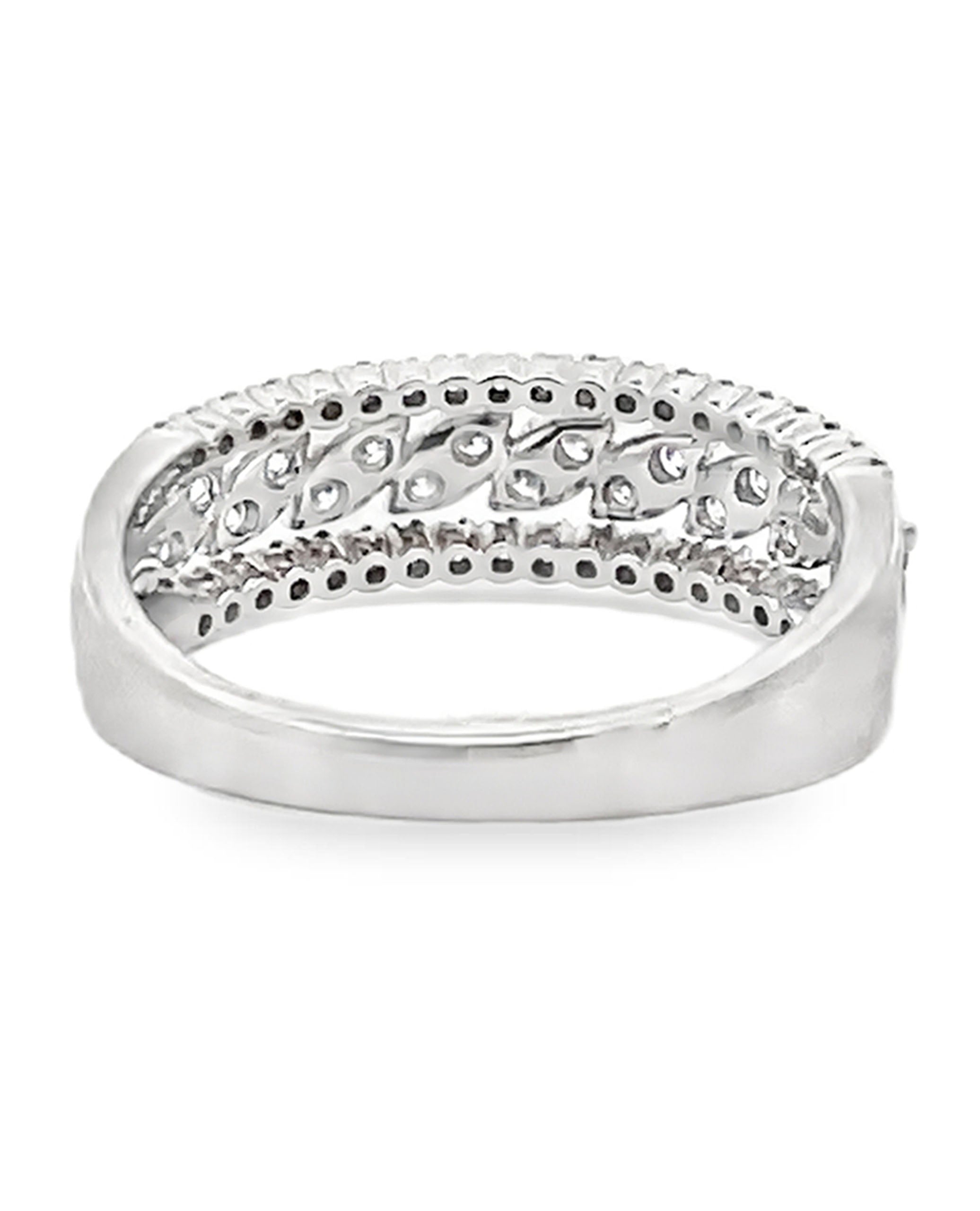 Zeghani ZR2457 14K White Gold Multi Row Diamond Ring 0.50 Carats