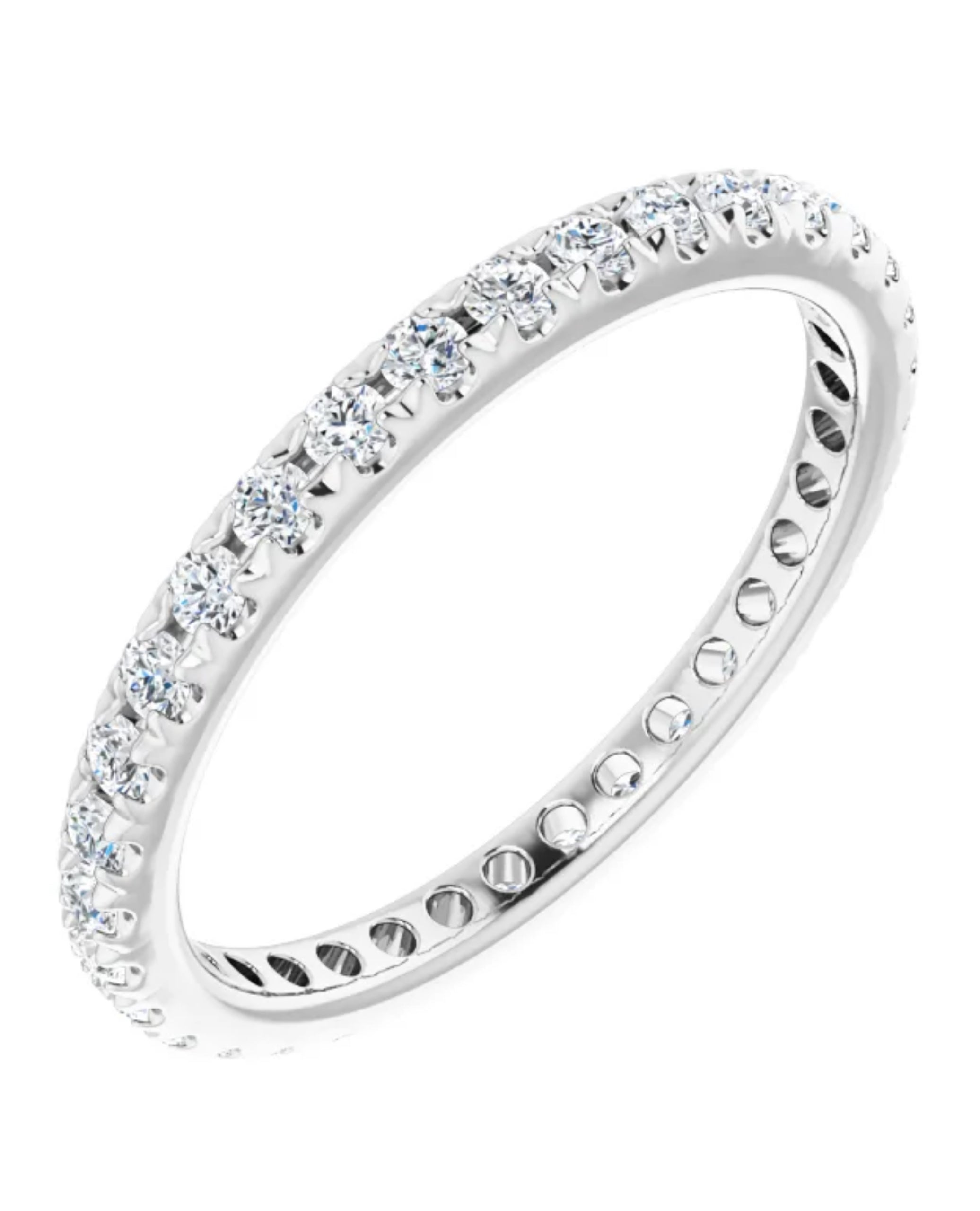 14K White Gold 2mm French Set Eternity Ring