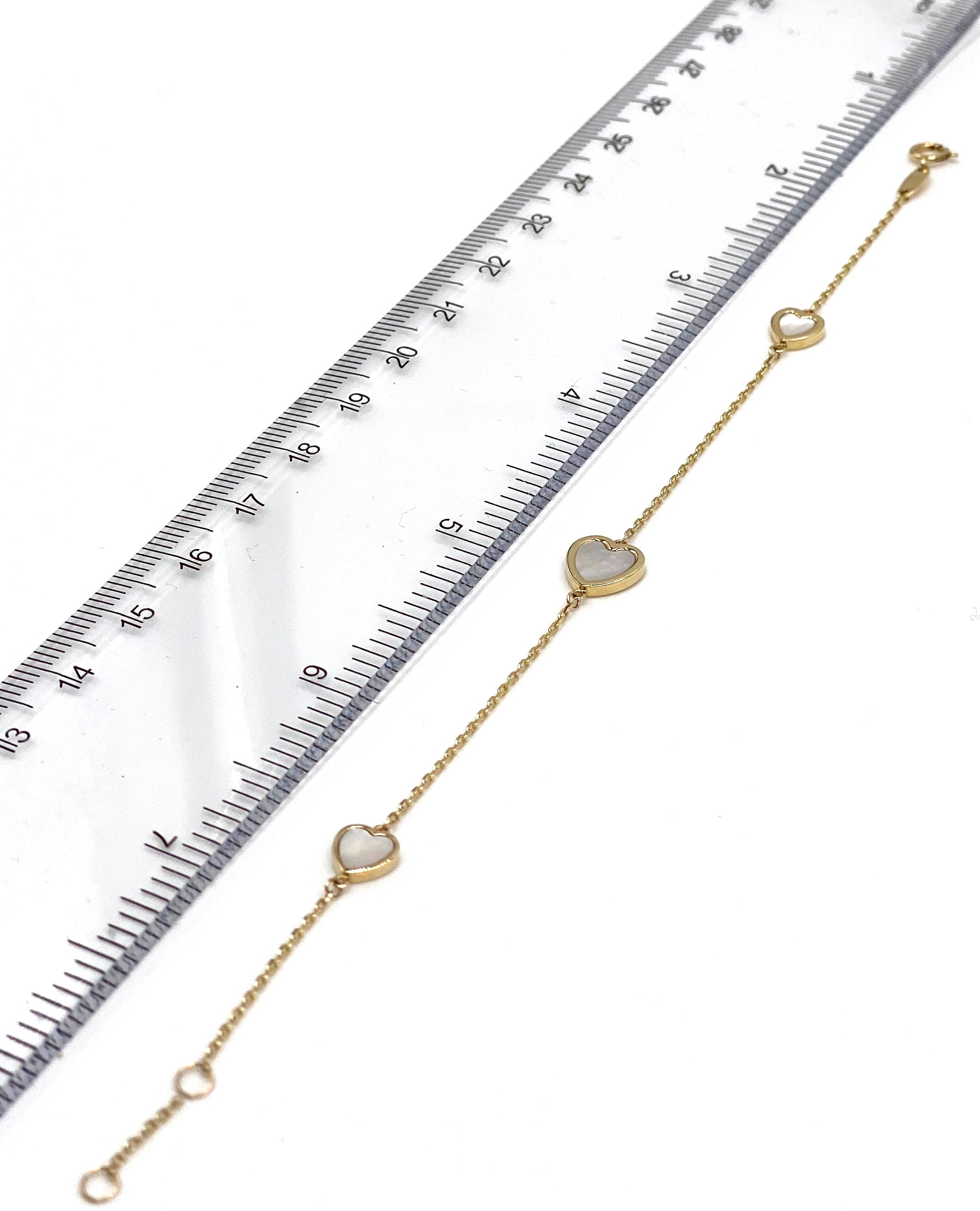 14K Yellow Gold Heart Bracelet with Mother of Pearl