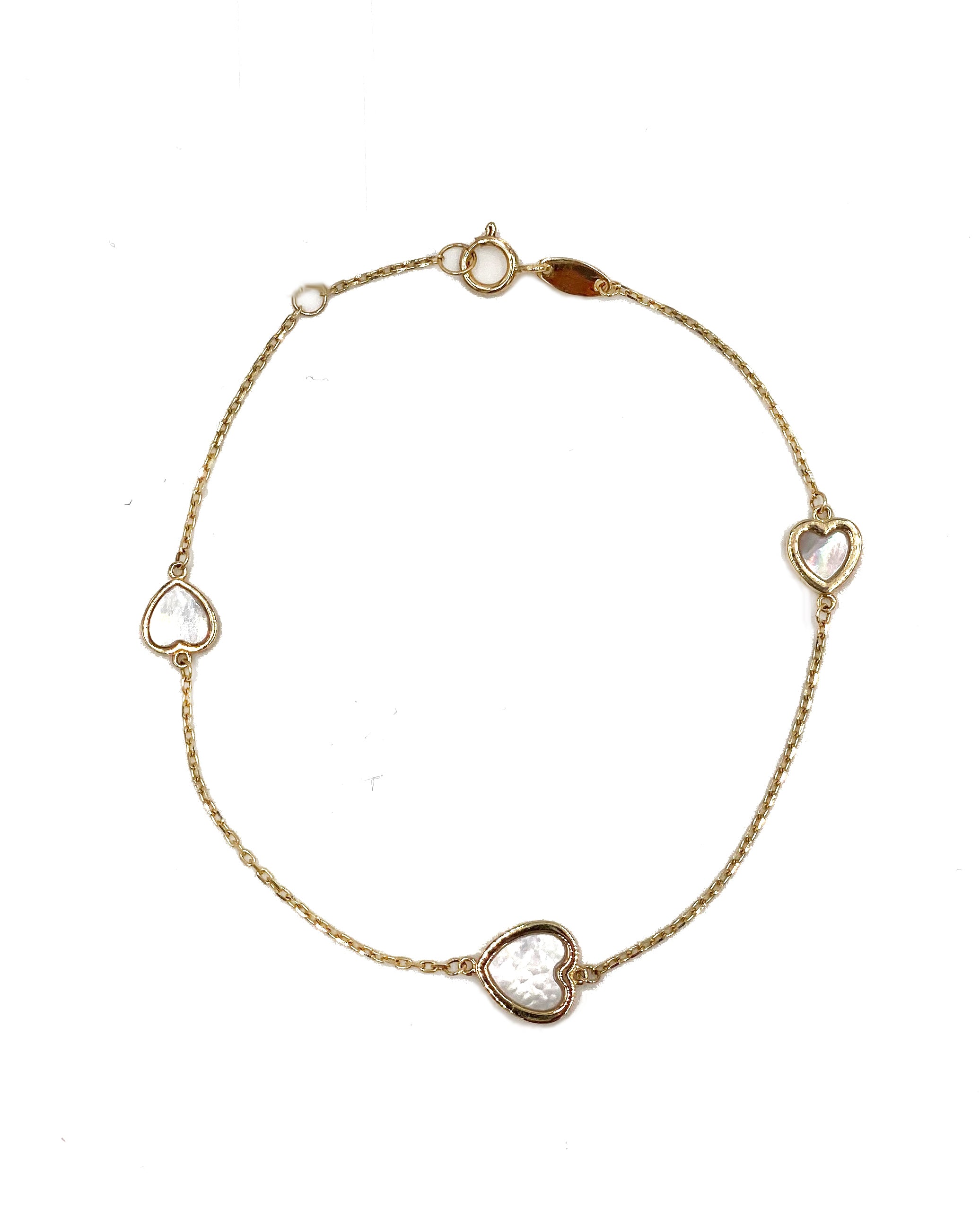 14K Yellow Gold Heart Bracelet with Mother of Pearl